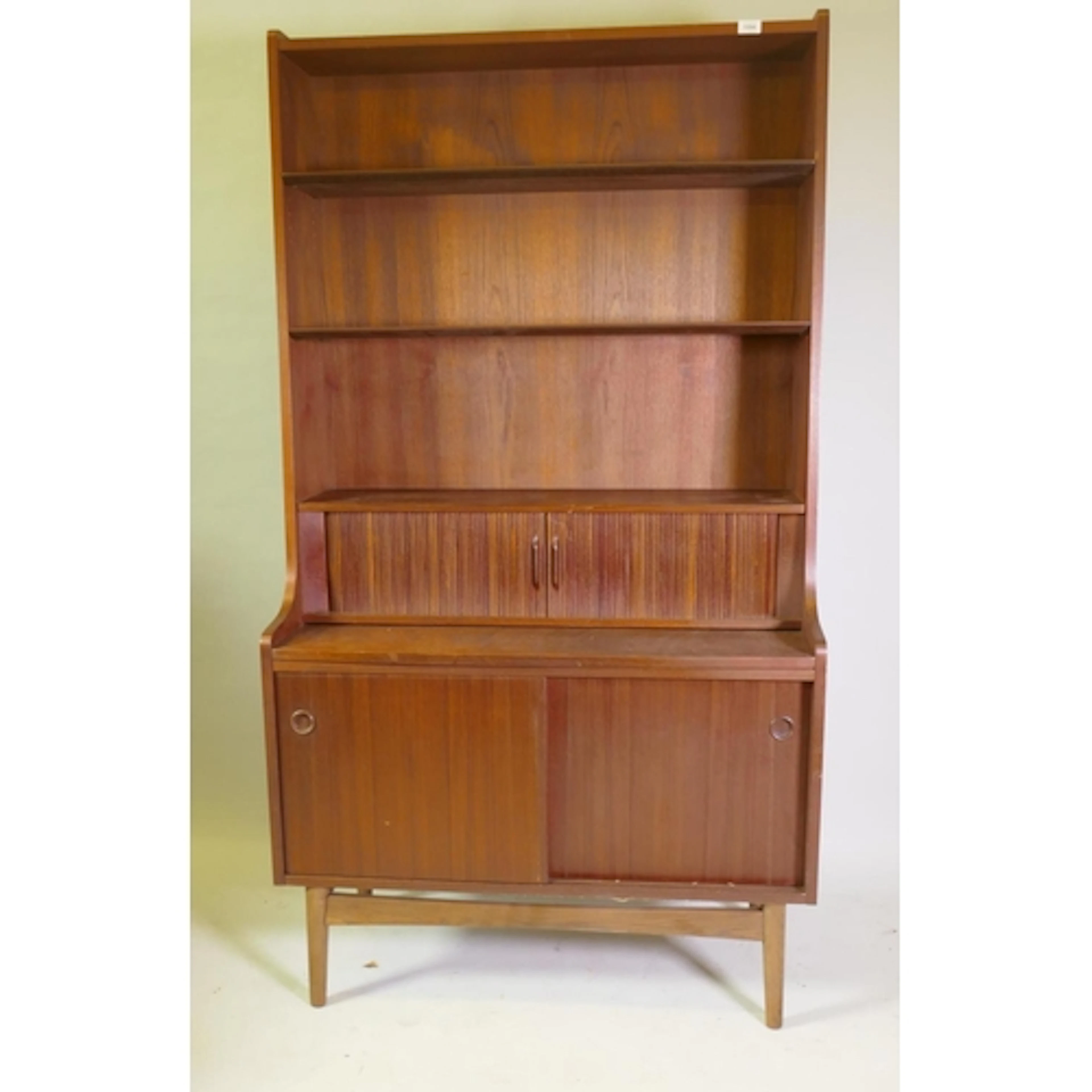 A mid century Danish teak secretaire bookcase by Johannes So...