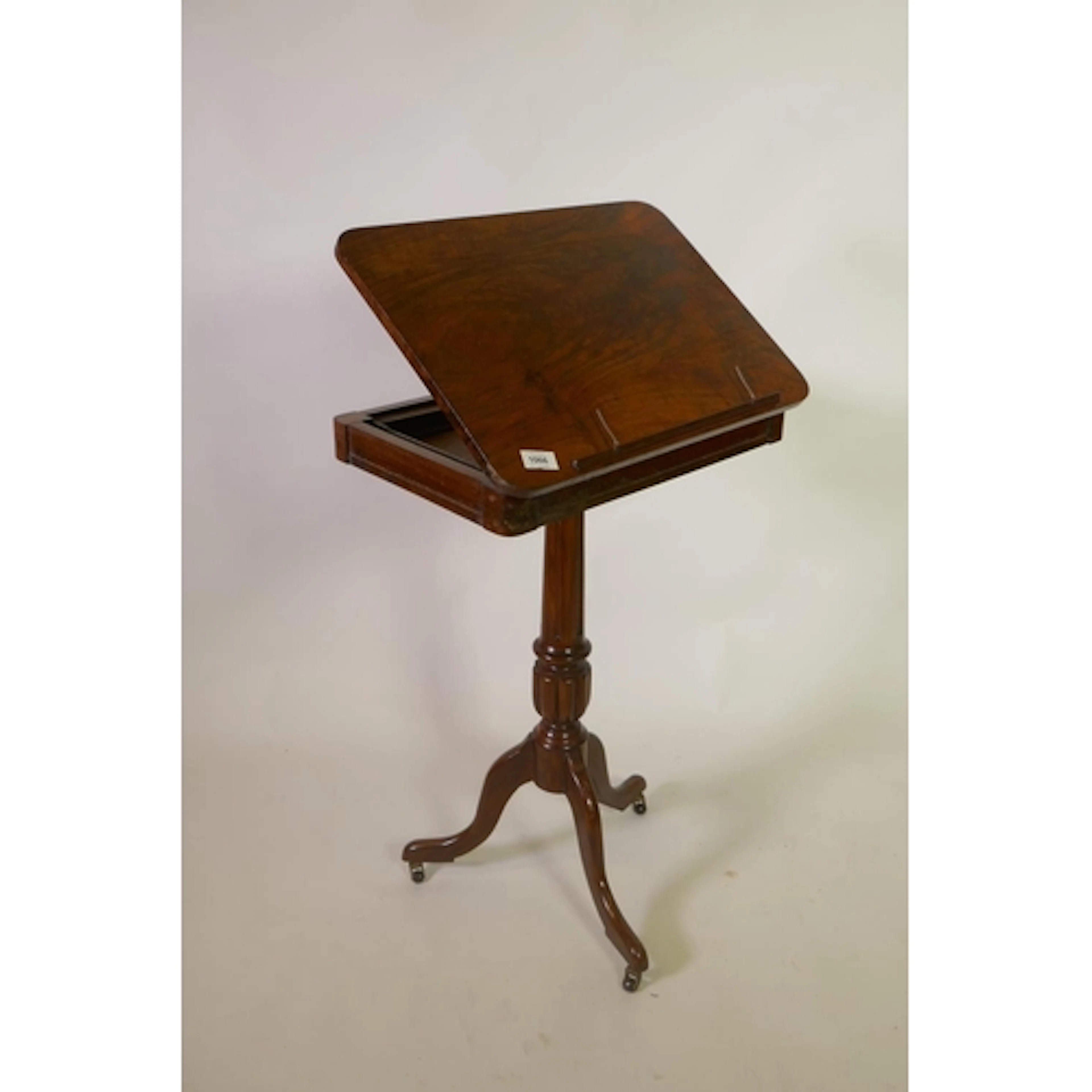 C19th figured walnut music/reading stand with ratcheted top ...