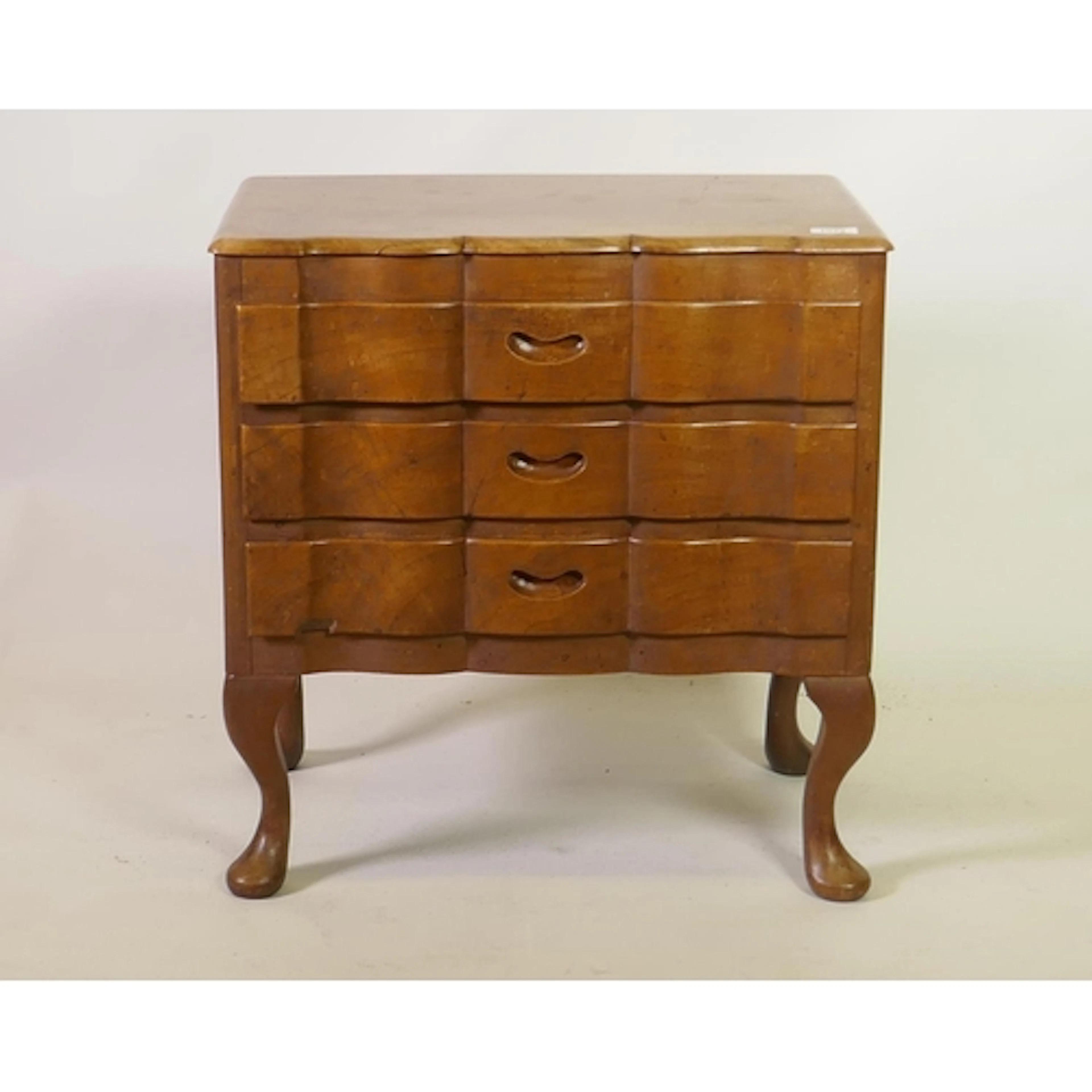 Art Deco camphor wood chest of three drawers, with serpentin...