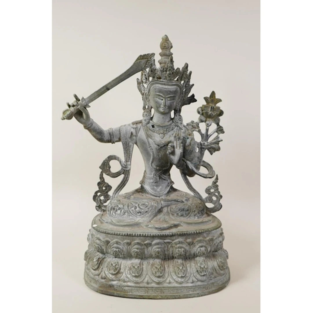 A Tibetan bronze figure of the Bodhisattva Manjushri, 38cm h...