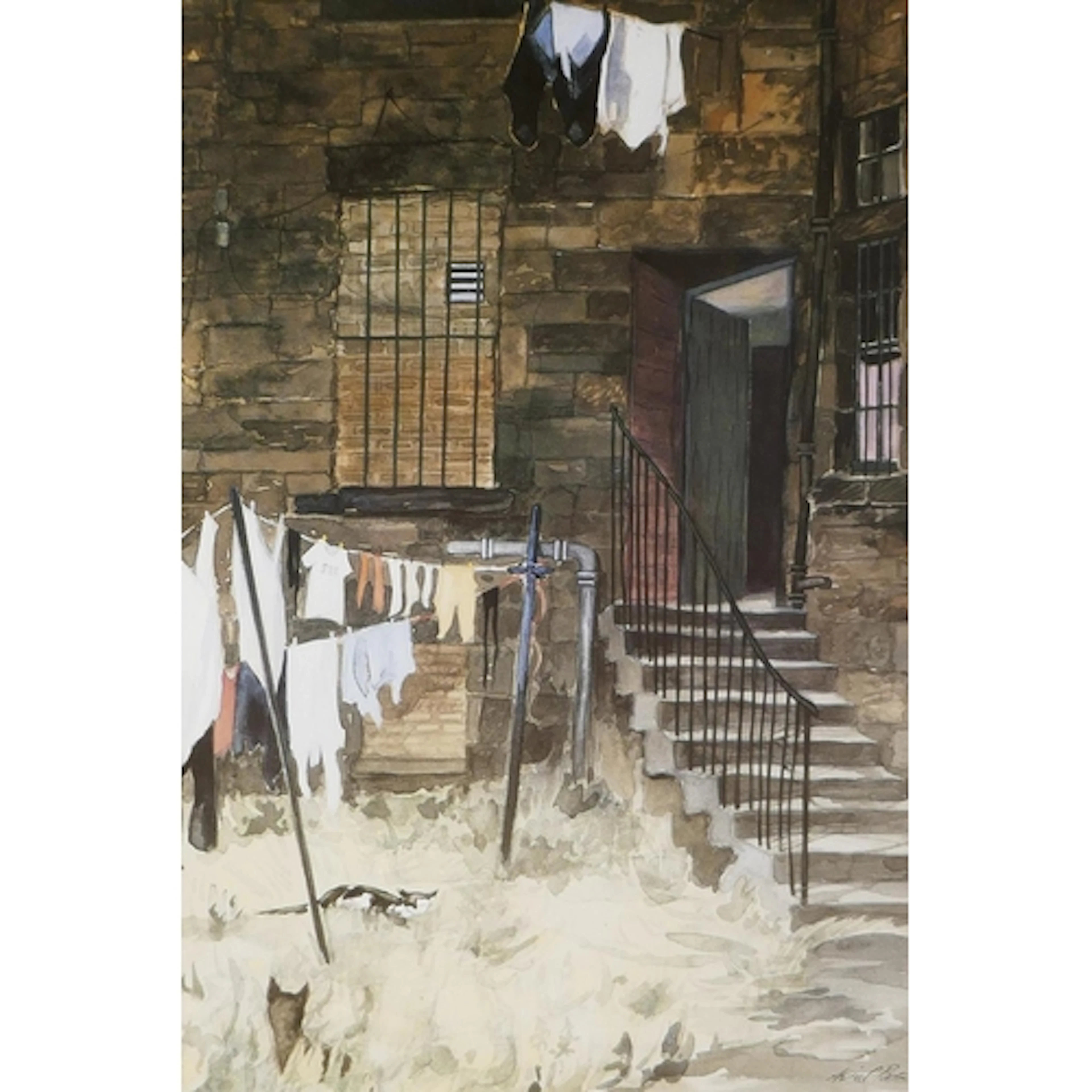 Avril Paton, (Scottish, b.1941), Back Court, (Washing Green,...