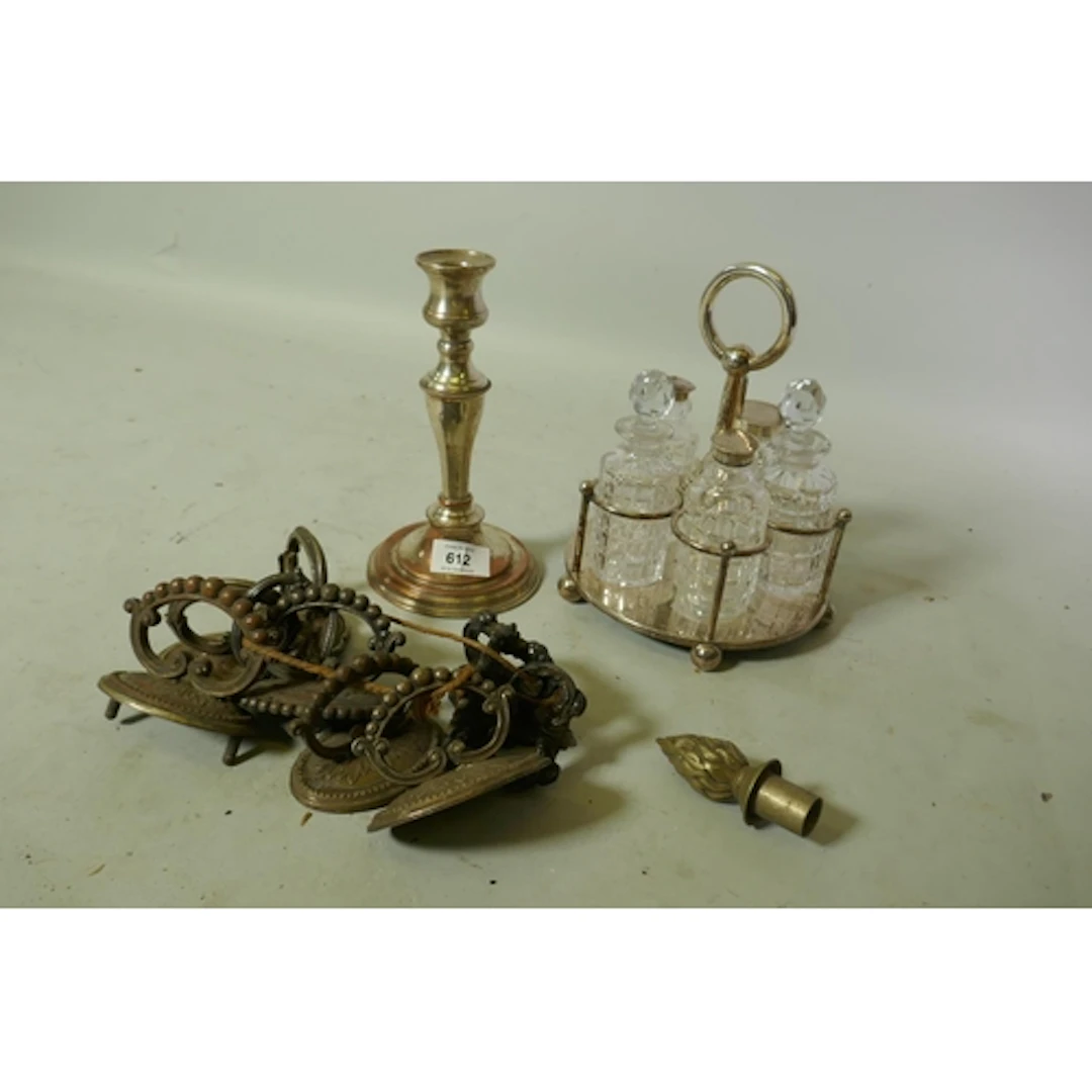 Walker & Hall silver plated five piece cut glass cruet s...
