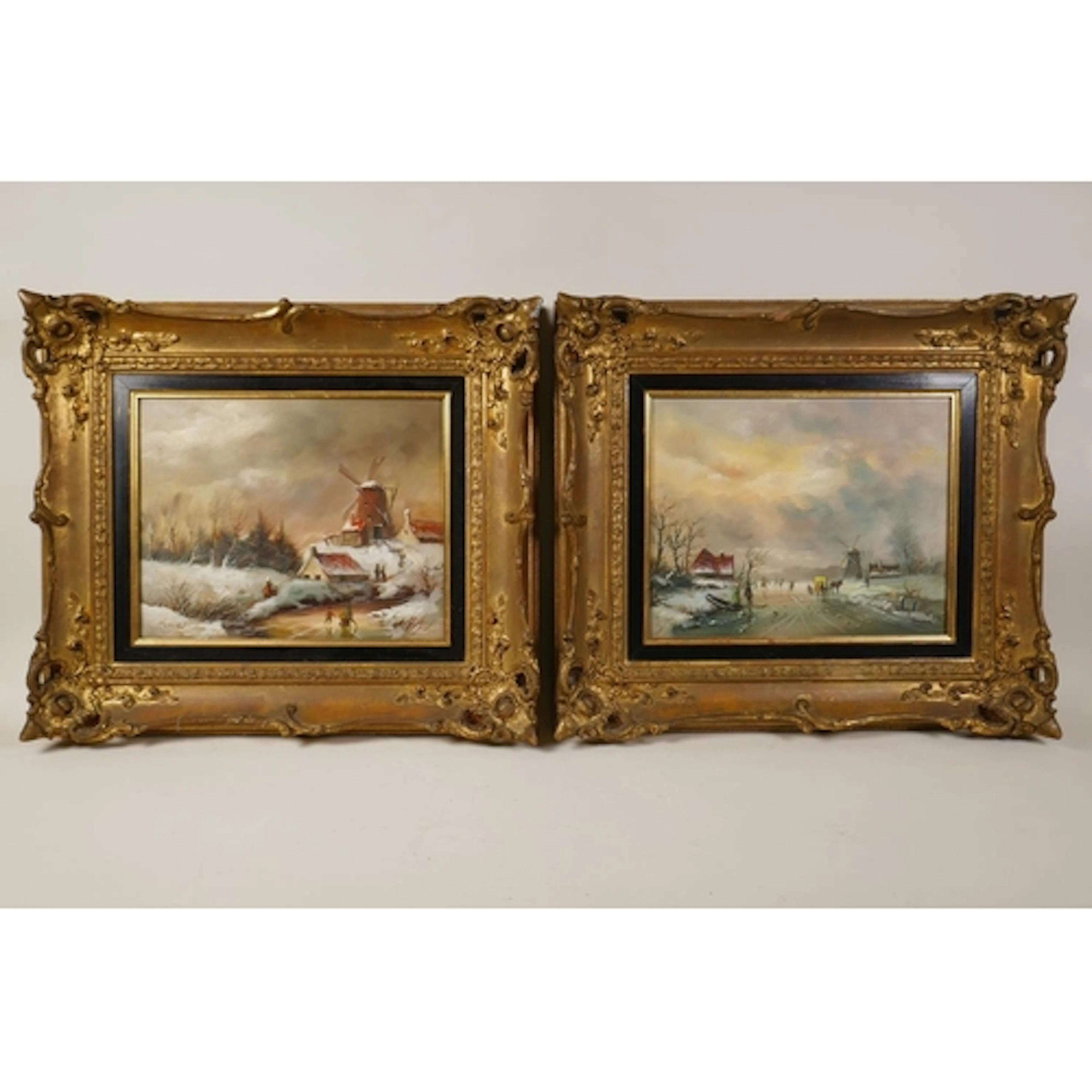 Jan Van Hessel, (Dutch, C20th), pair of winter landscapes wi...