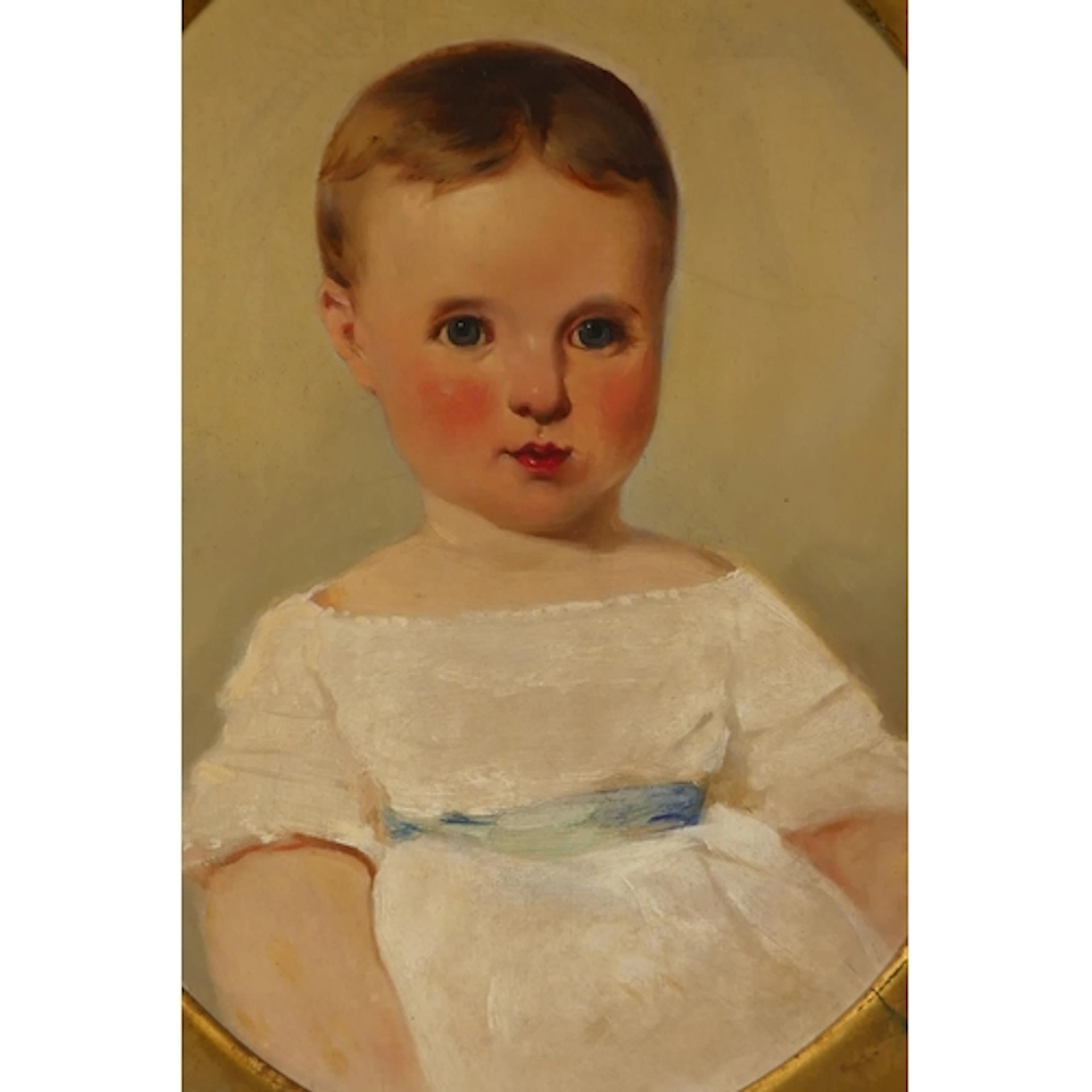 Attributed to James Cassie, portrait of a child, label verso...