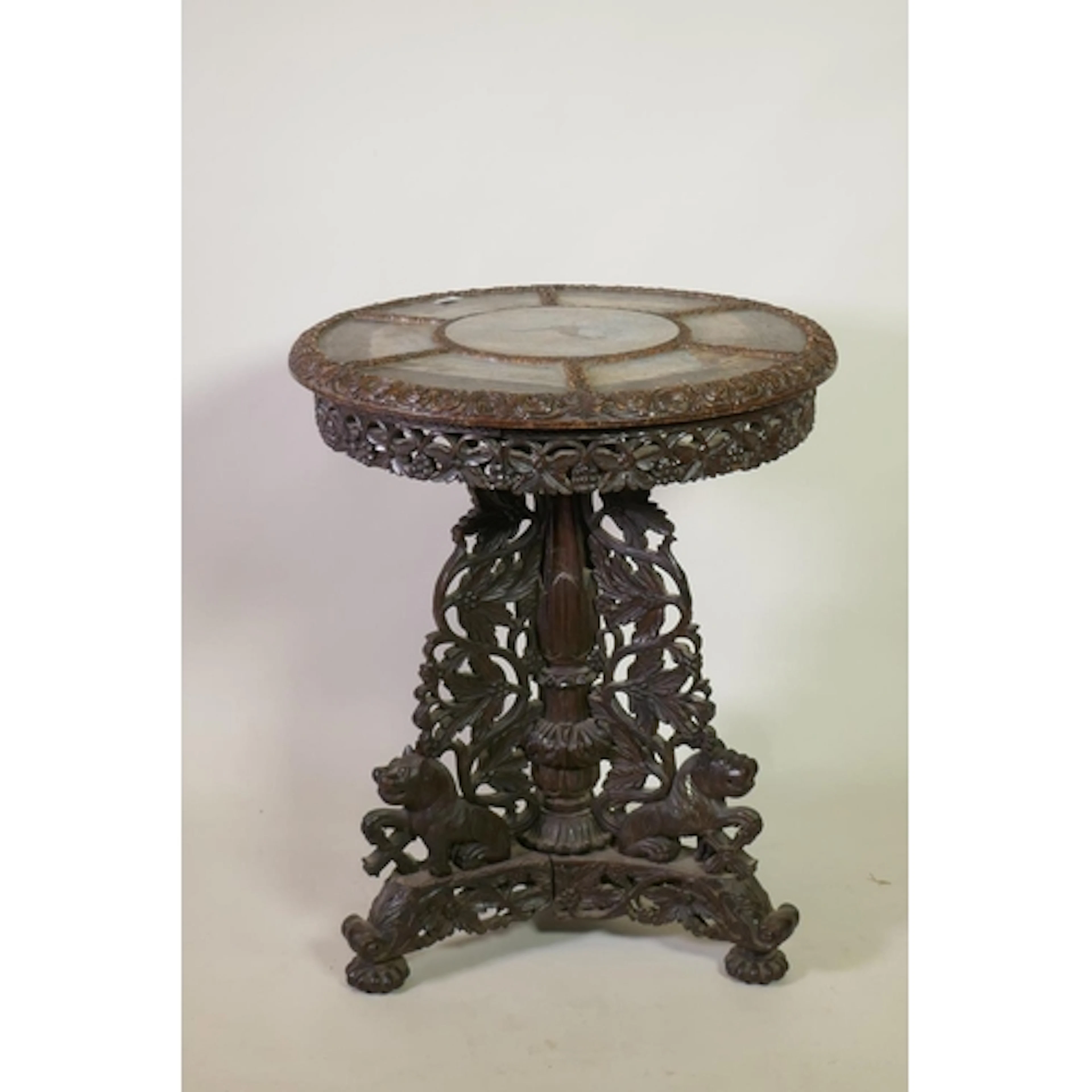 C19th Anglo-Indian/Ceylonese hardwood tilt top centre table,...