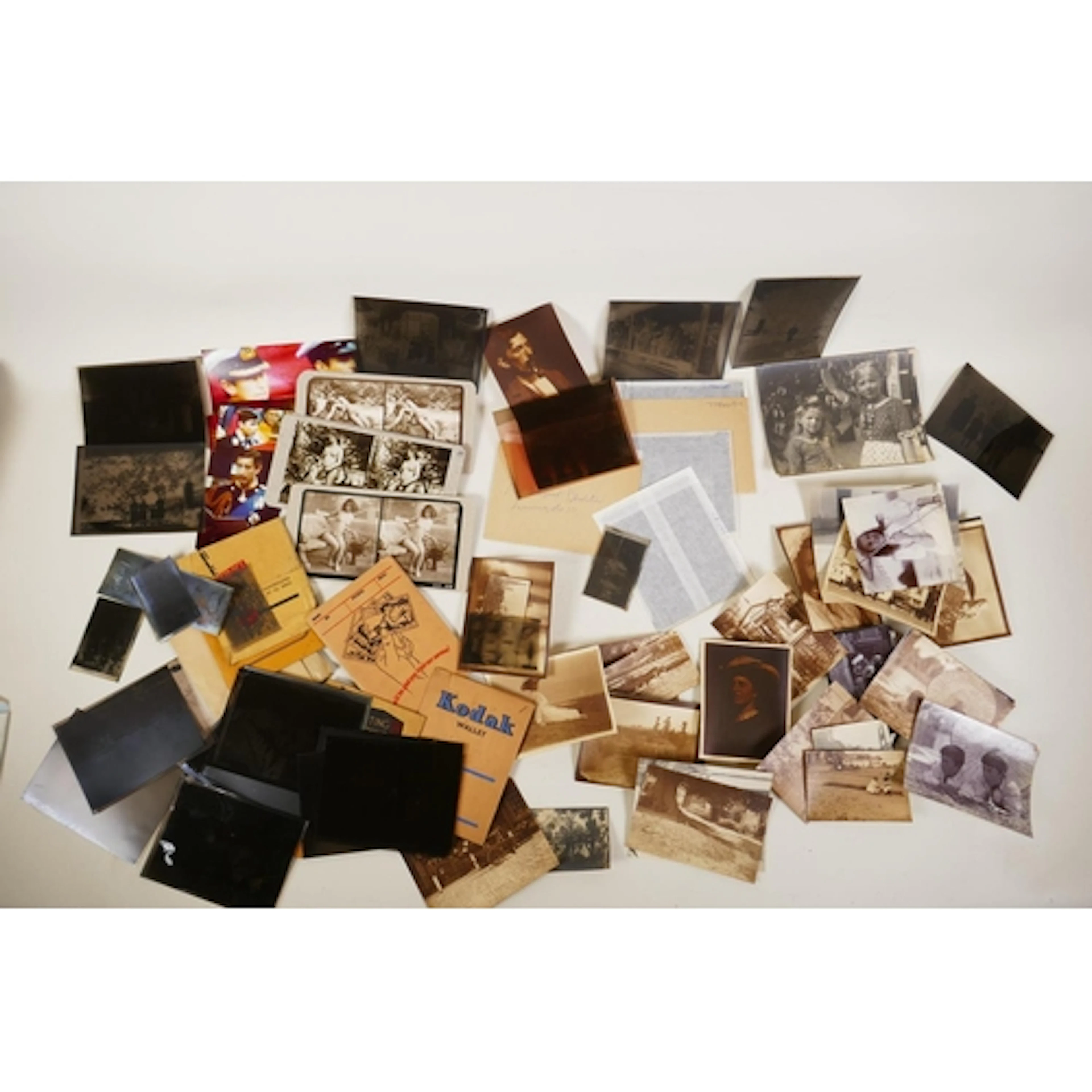 A quantity of vintage large format negatives and photographs...