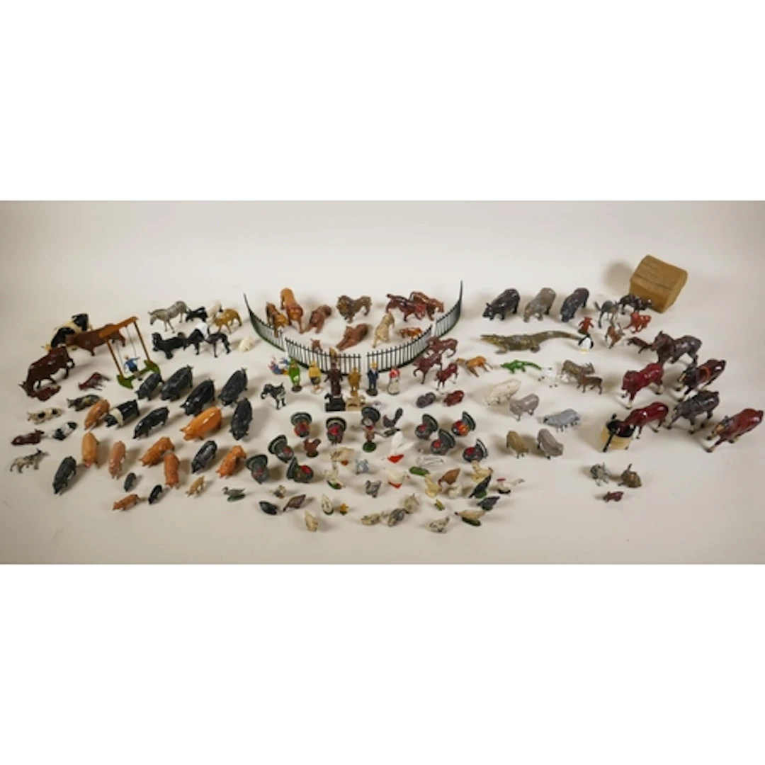 A large collection of Britains painted lead farm and zoo ani...