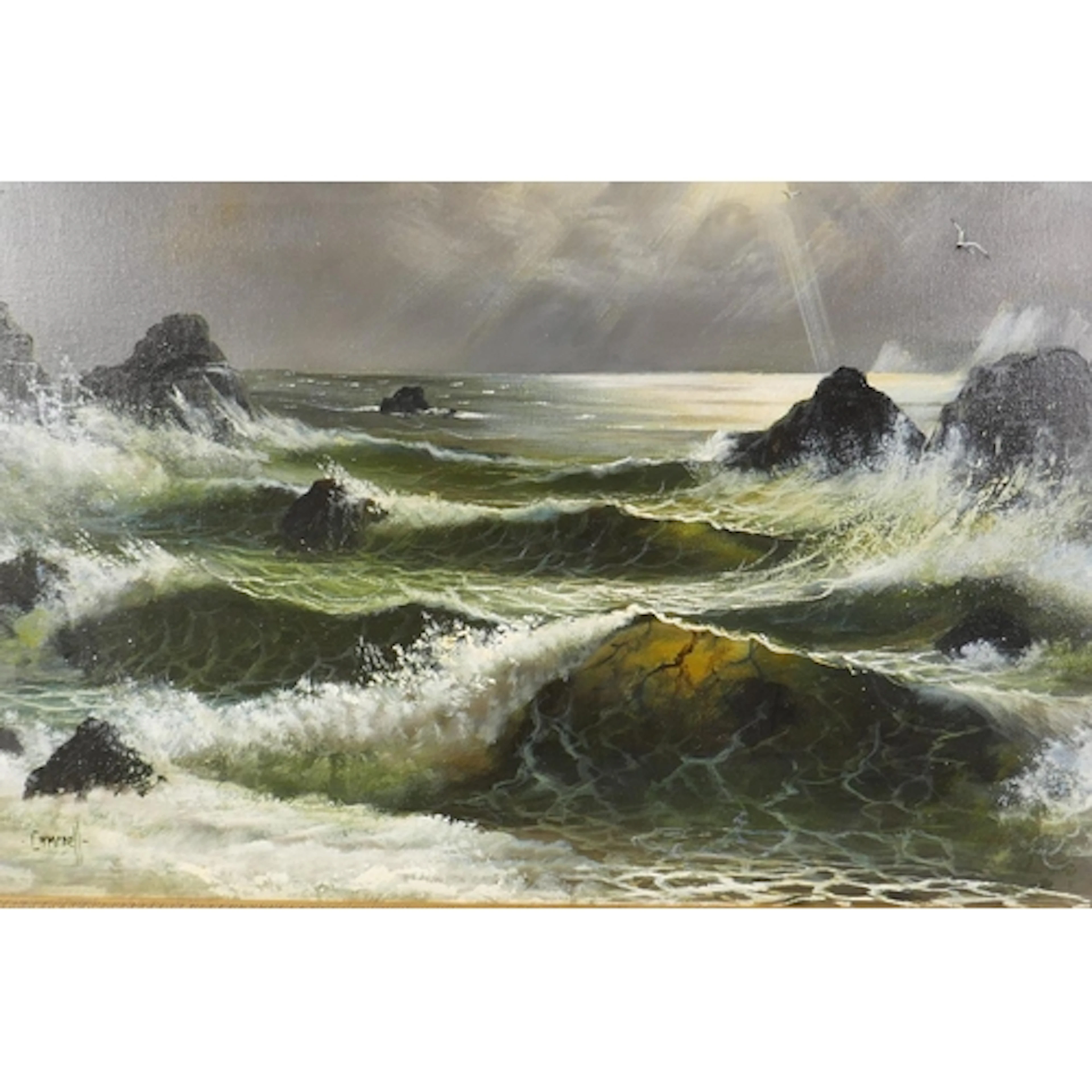 Rough Seas, signed 'Campbell', oil on canvas, 76 x 46cm