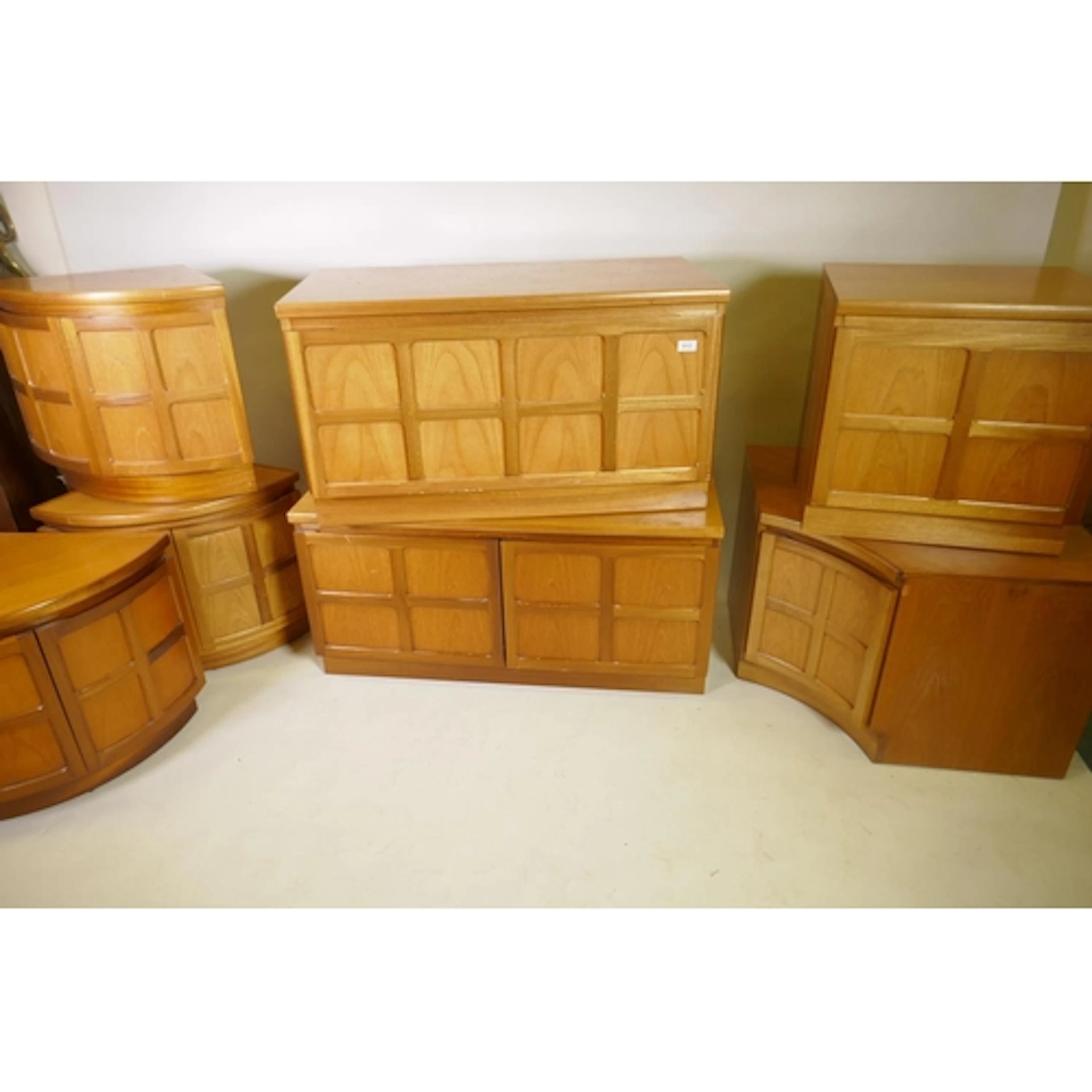 Mid century Nathan 'Squares' teak units, four corner and thr...