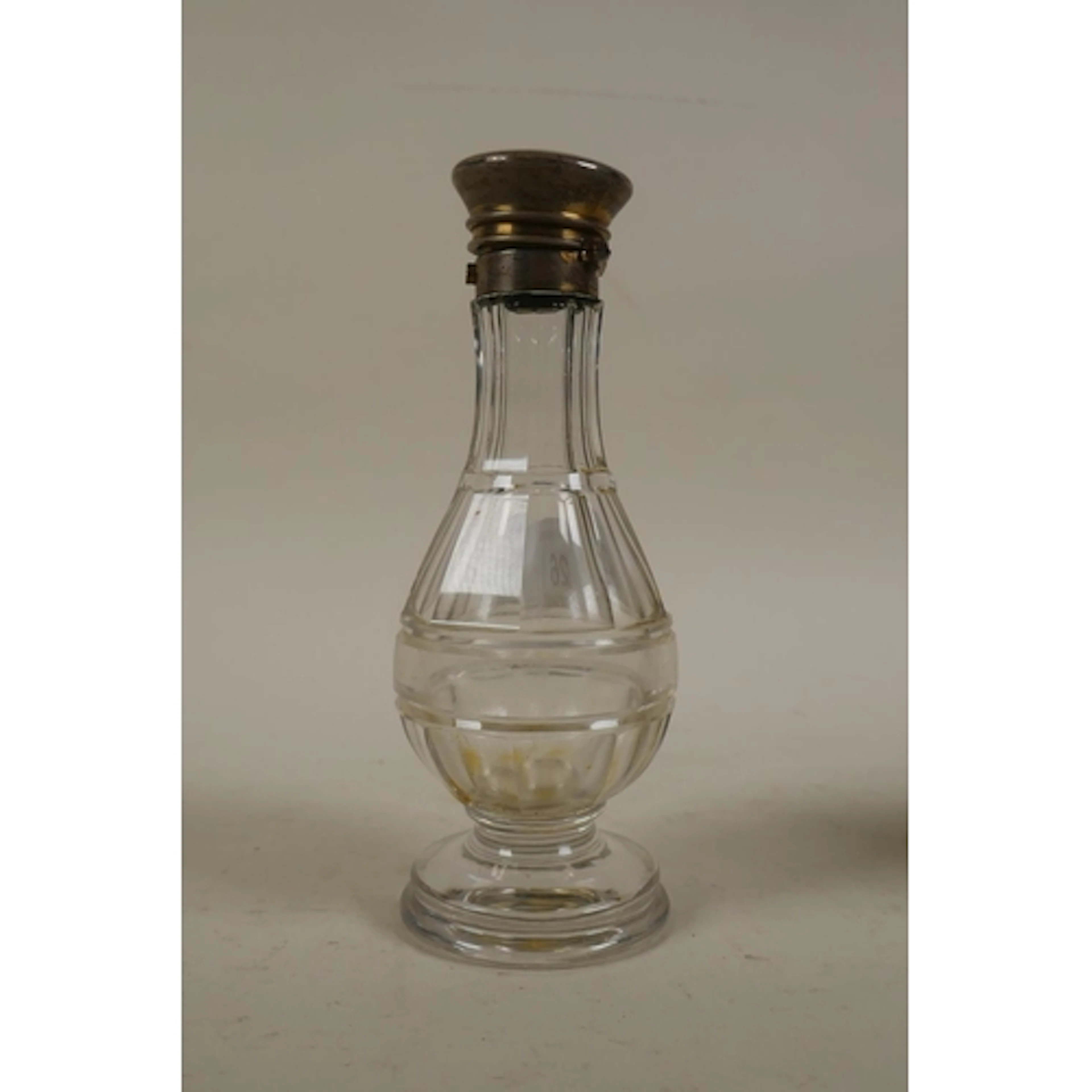 Antique cut glass scent bottle with white metal mount, 16cm ...