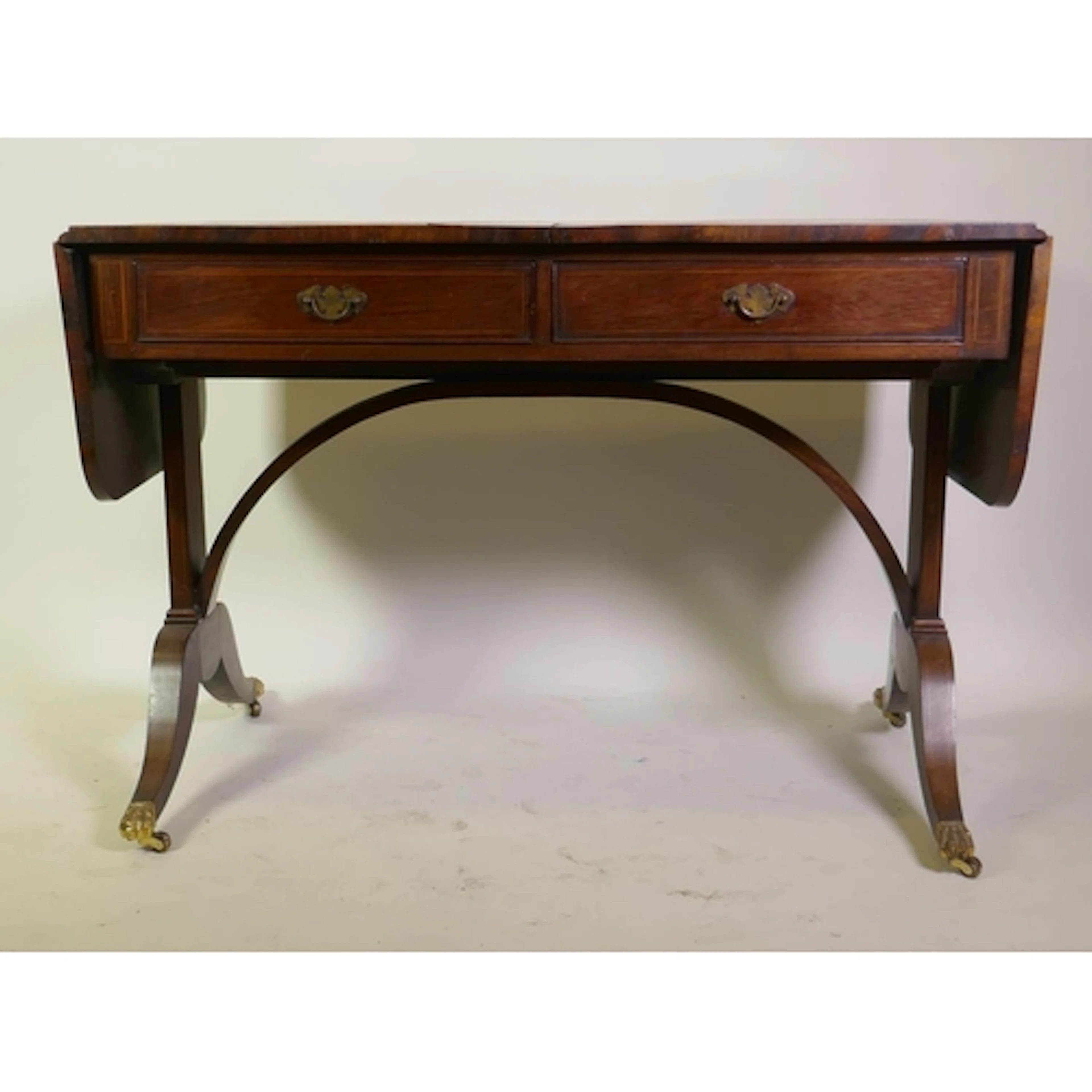 George IV mahogany sofa table, with boxwood stringing decora...