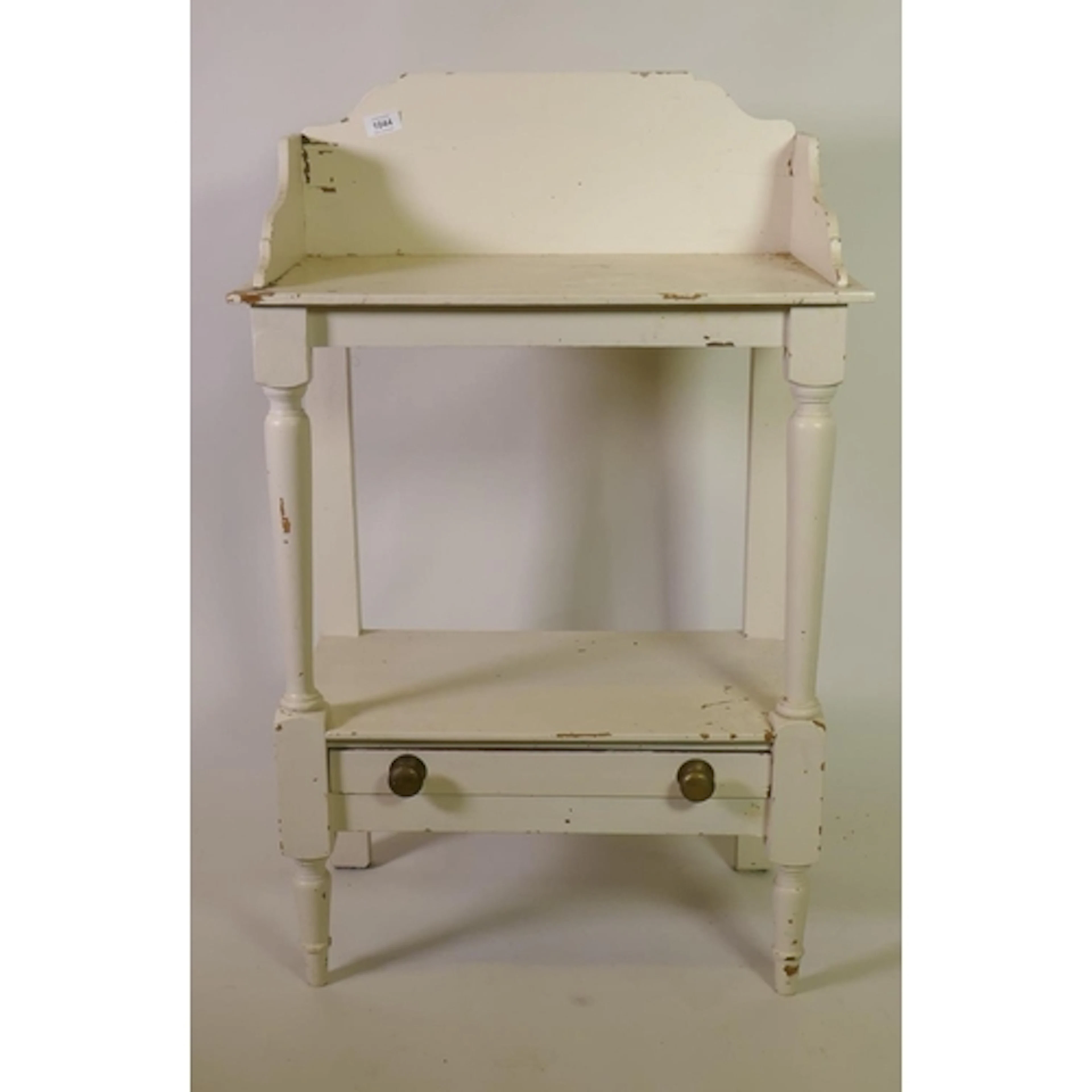 Victorian painted pine washstand, with shaped three quarter ...