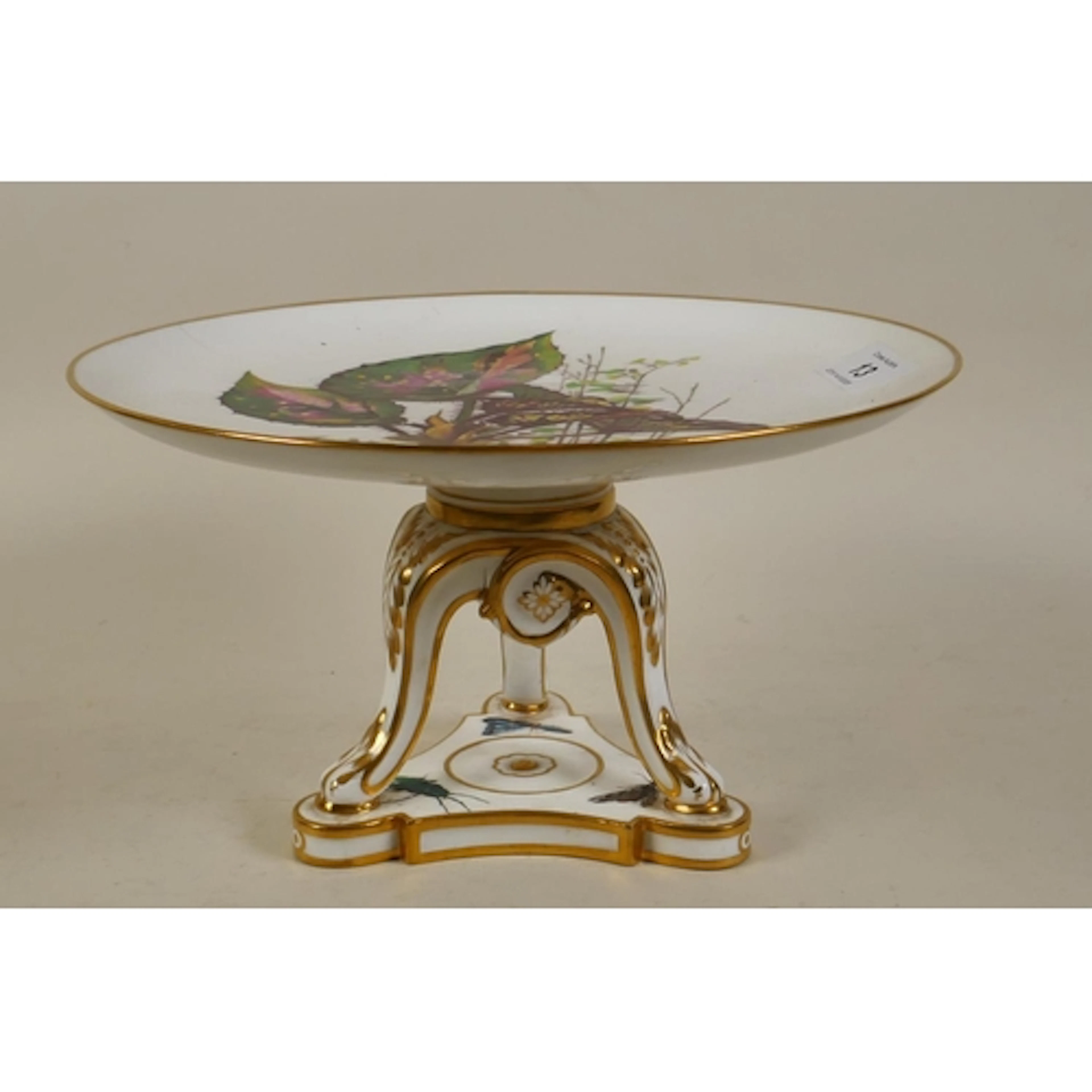 A Minton porcelain comport, decorated with butterflies, beet...