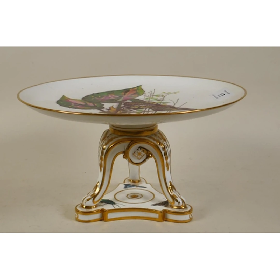 A Minton porcelain comport, decorated with butterflies, beet...