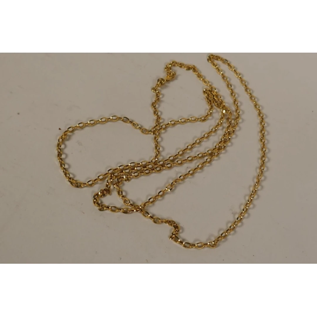 9ct gold chain link necklace, 118cm long, 10g