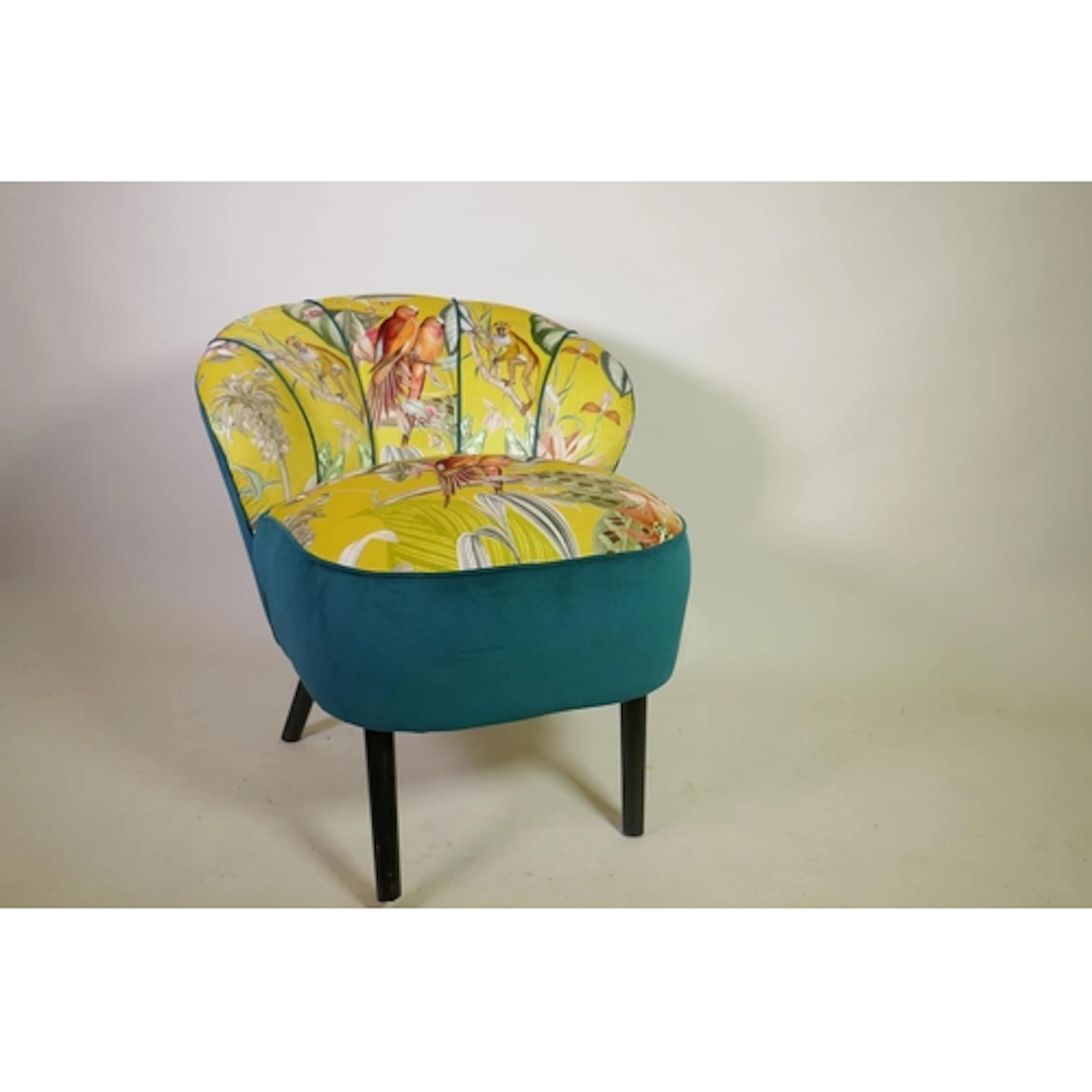 A contemporary fan back side chair, recently upholstered