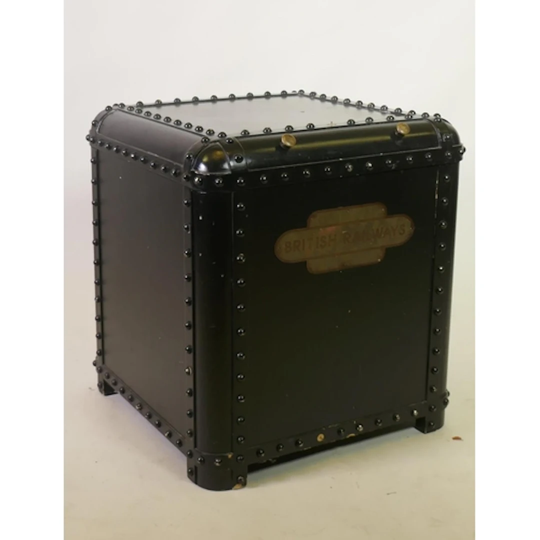 Painted wood chest with lift up top and metal stud decoratio...