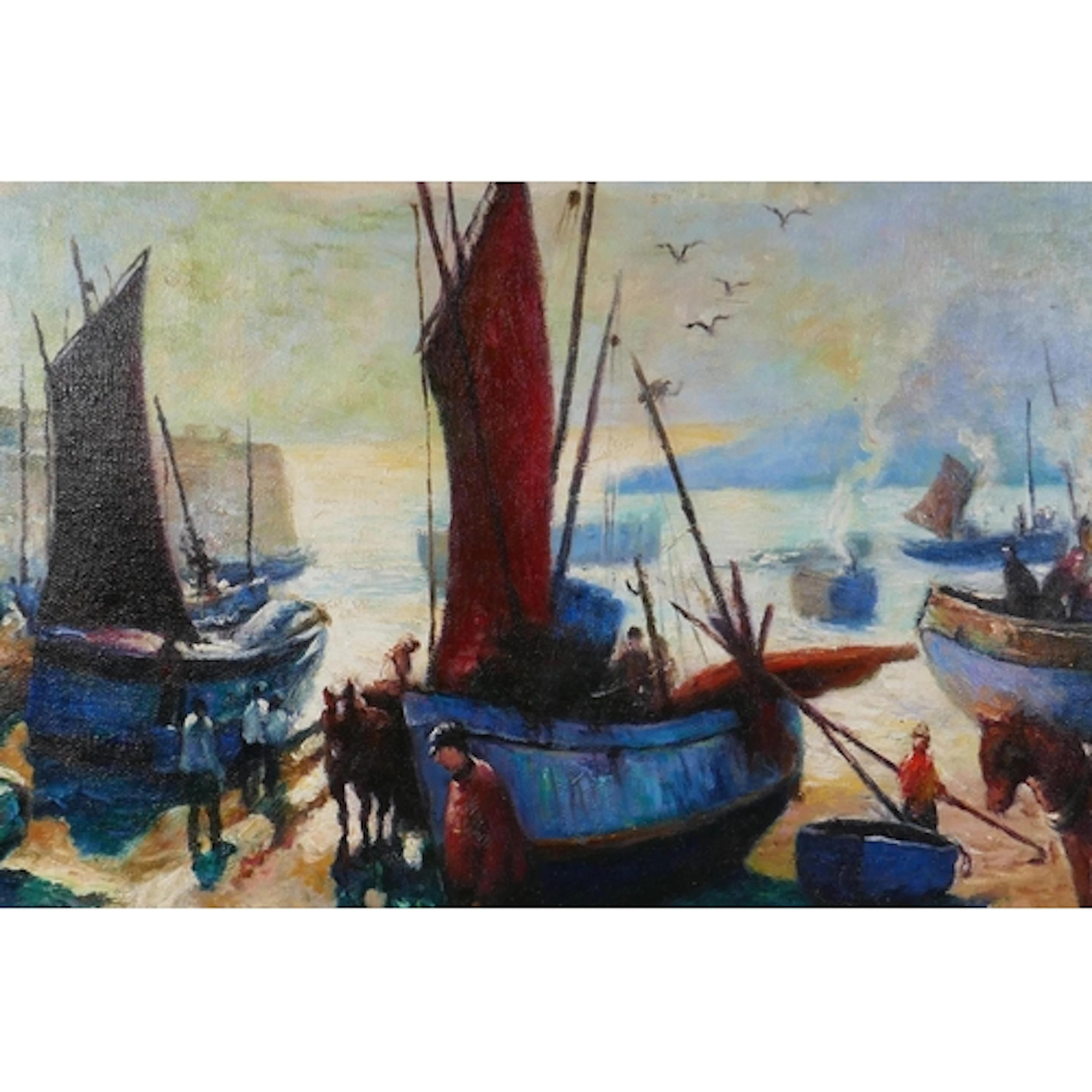 St Ives School, beached fishing boars, bears signature V.A. ...