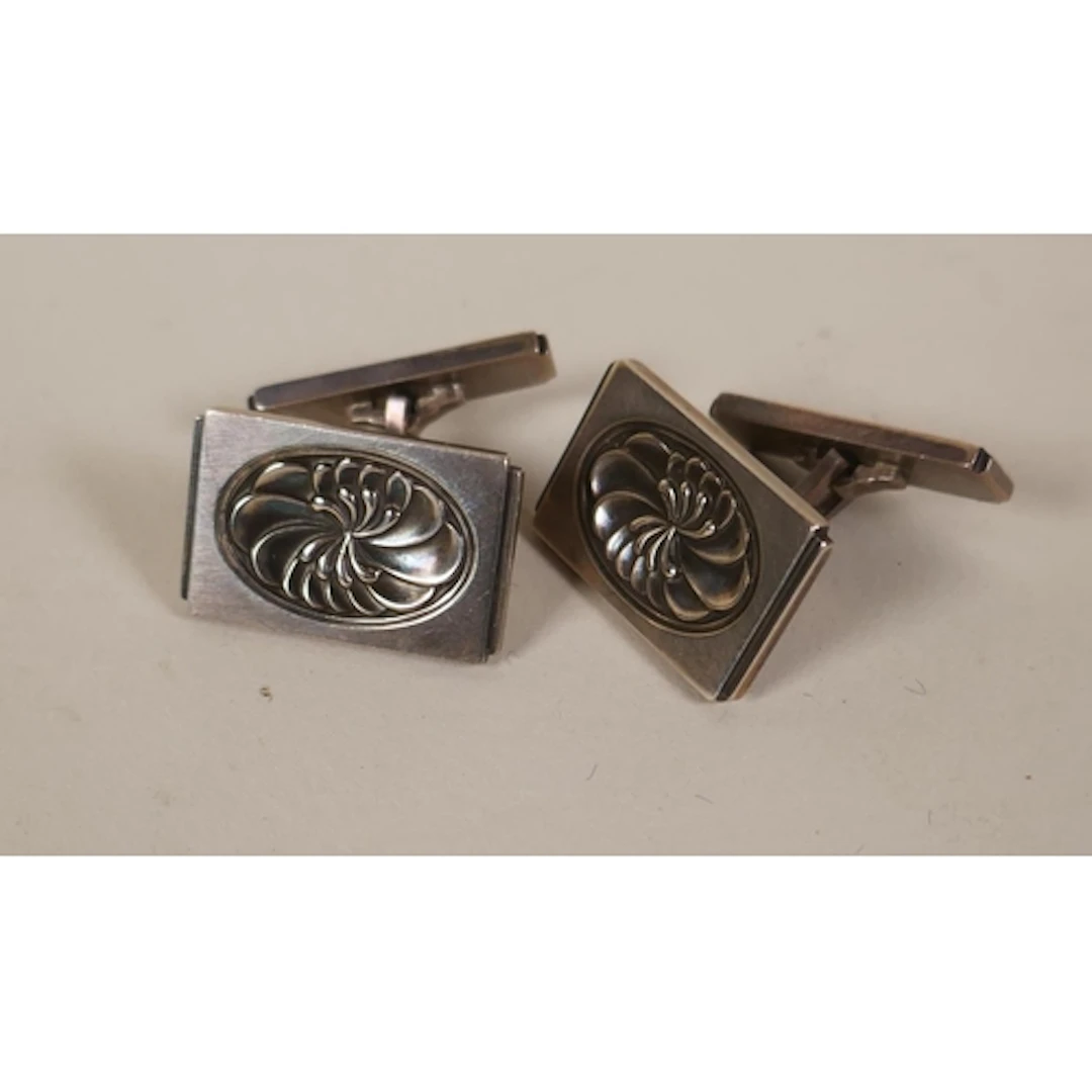 Pair of Georg Jensen silver cufflinks, stamped 59A, designed...