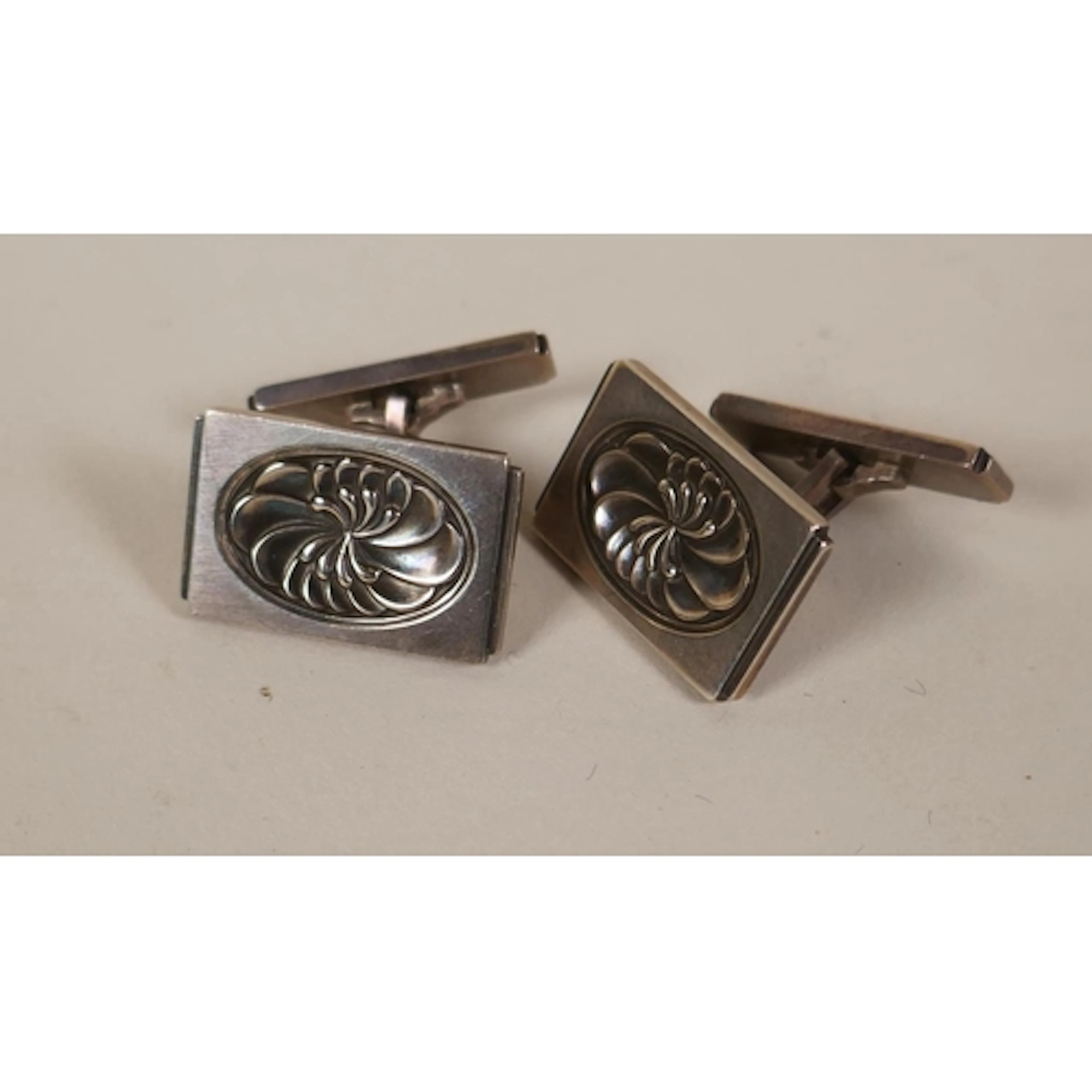 Pair of Georg Jensen silver cufflinks, stamped 59A, designed...