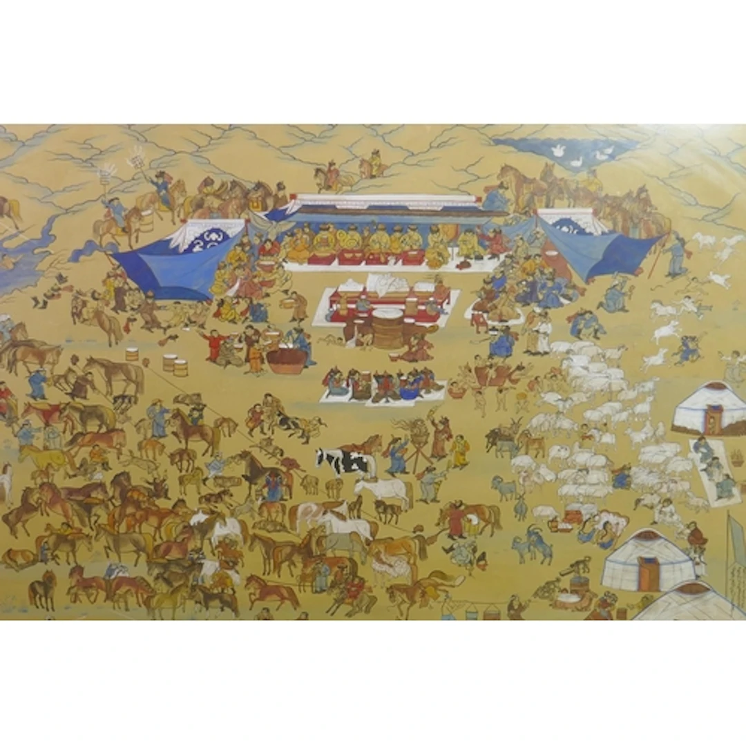 Mongolian School, 'One Day in Mongolia', traditional style w...