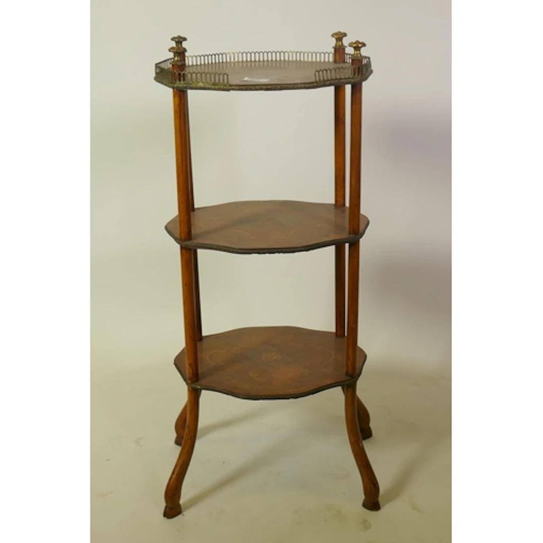 Late C19th/early C20th French marquetry inlaid kingwood etag...