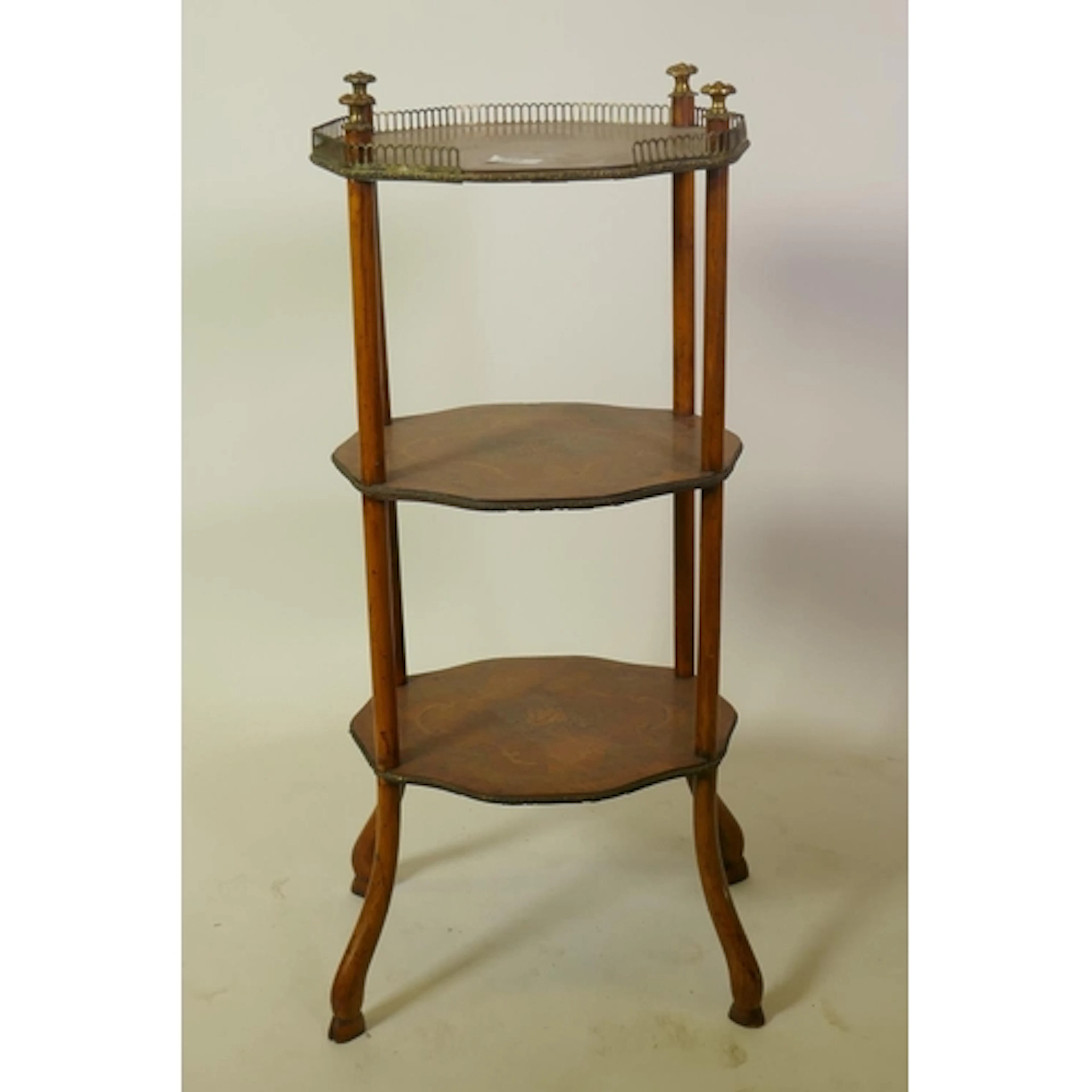 Late C19th/early C20th French marquetry inlaid kingwood etag...