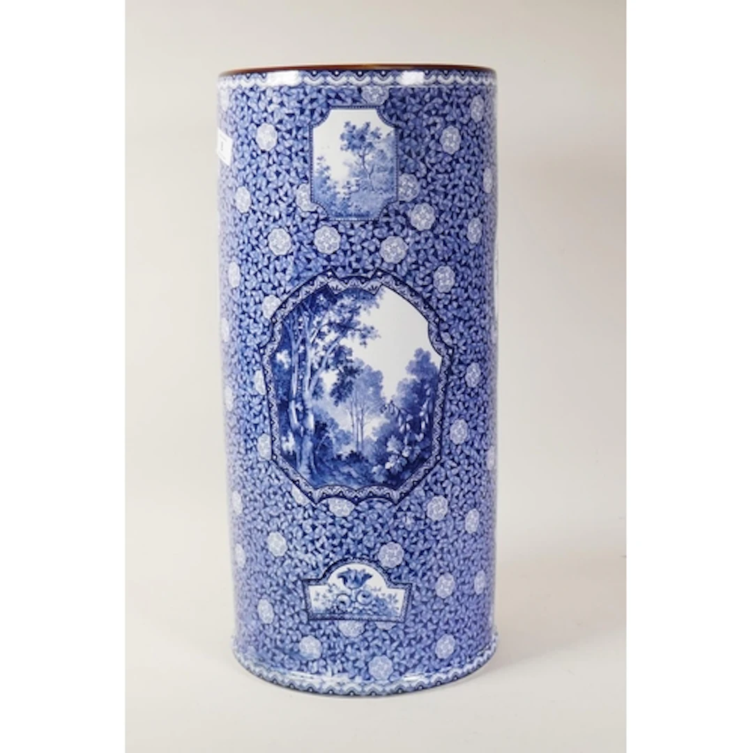C19th Royal Bonn blue and white transfer decorated ceramic s...