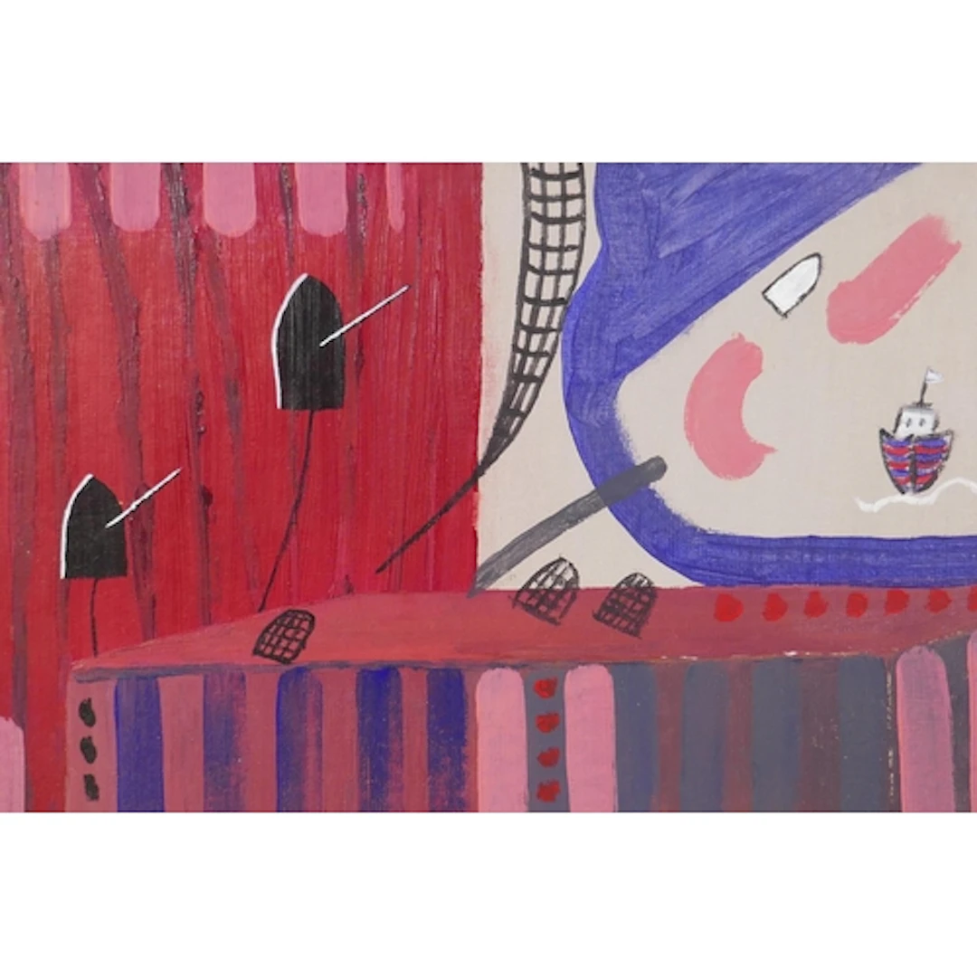 St Ives School, abstract, boats in a harbour, mixed media on...