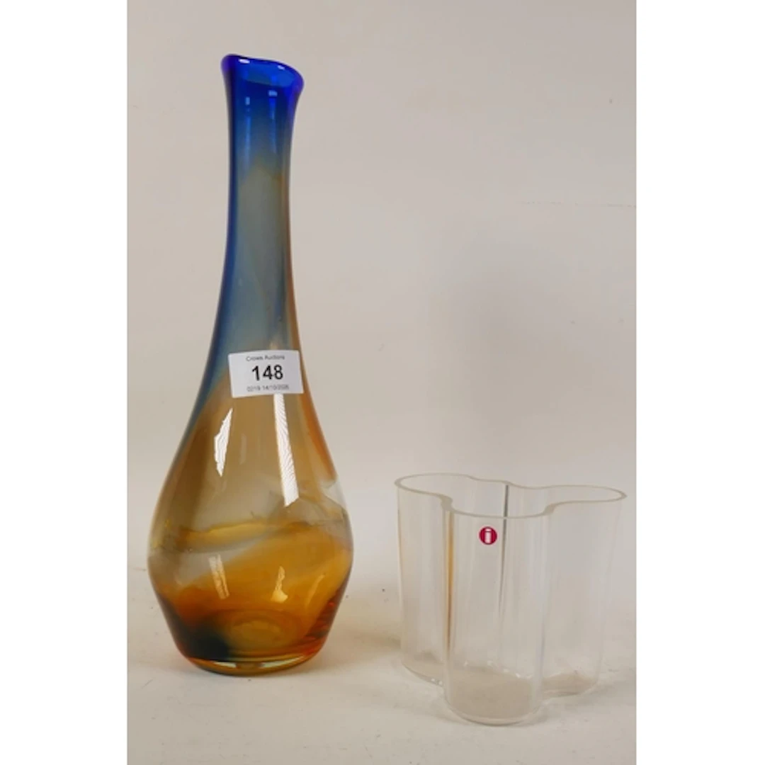 Aalto Alvar 'Vase' by Iittala, and a studio glass vase signe...