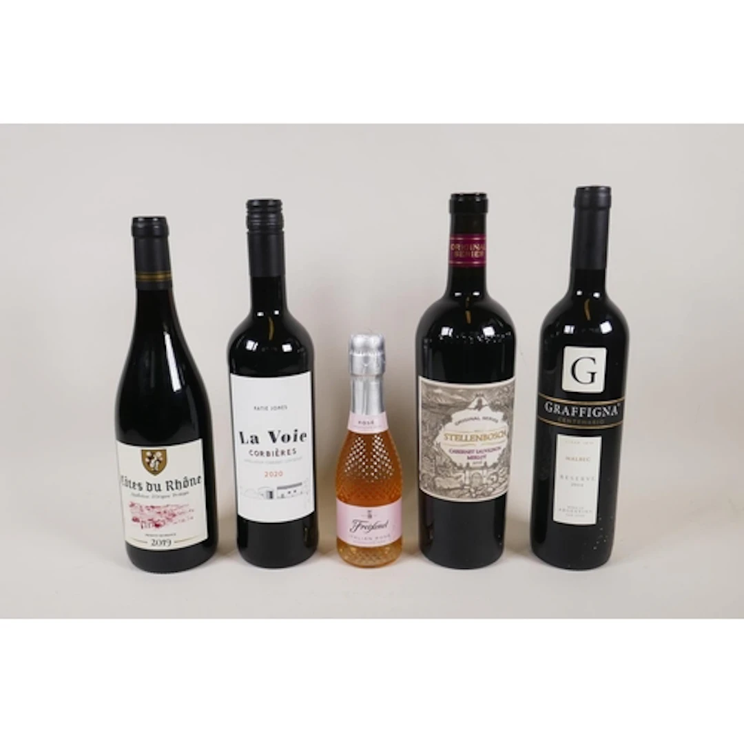 Four bottles of red wine to include a 2019 Cotes du Rhones A...
