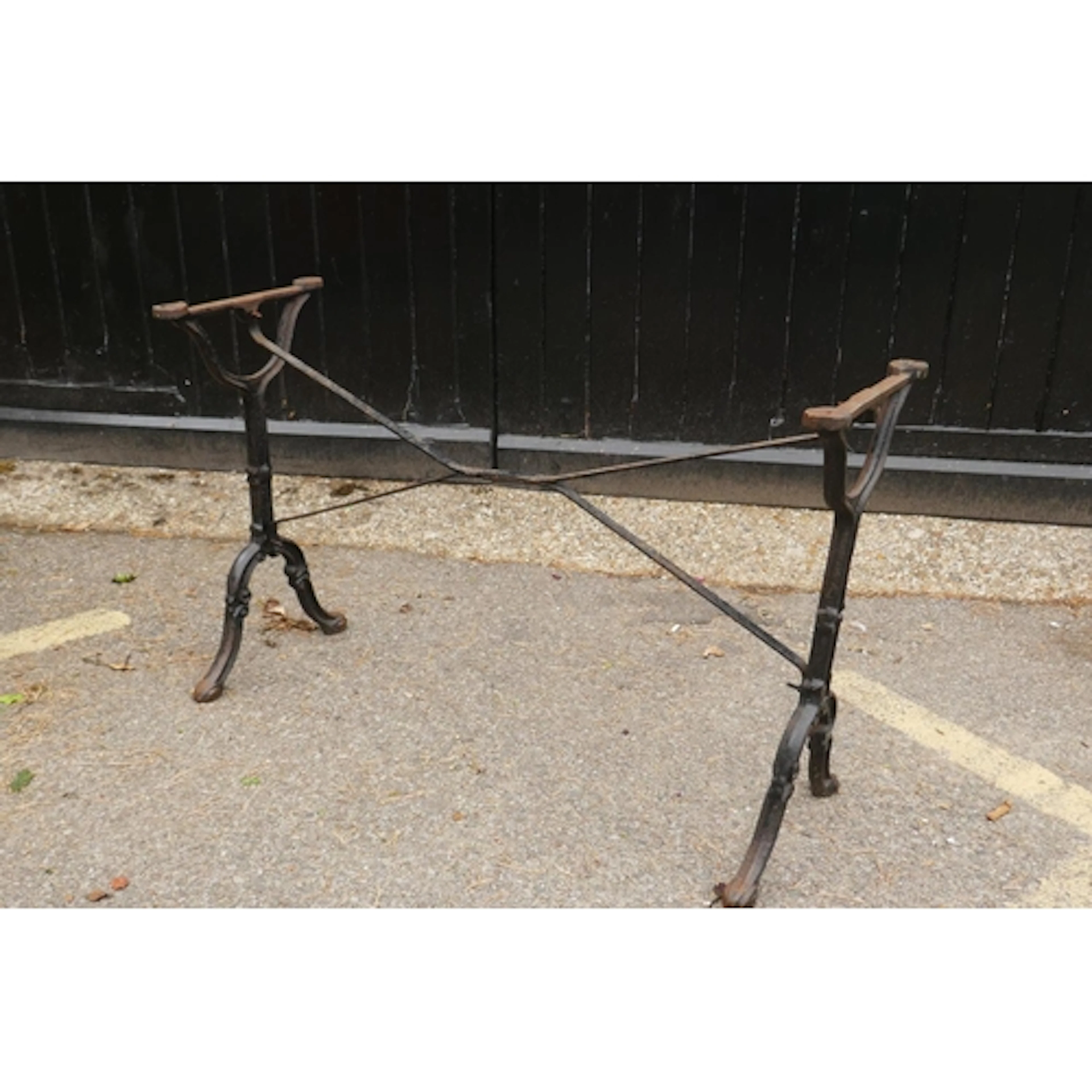 Victorian style painted cast iron pub table base, 102cm long...