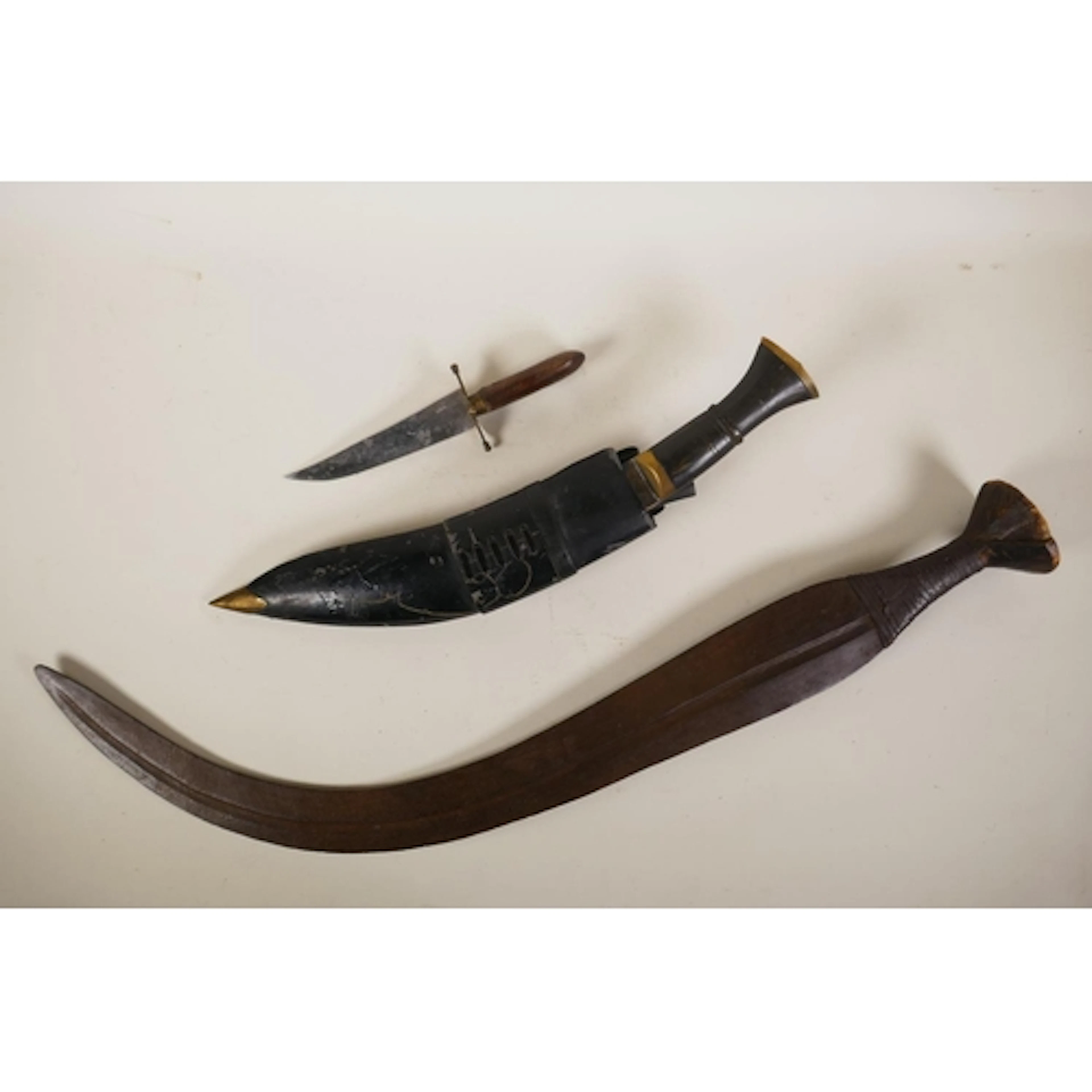 An African Ngbandi People of the Congo sickle sword, a Kukri...