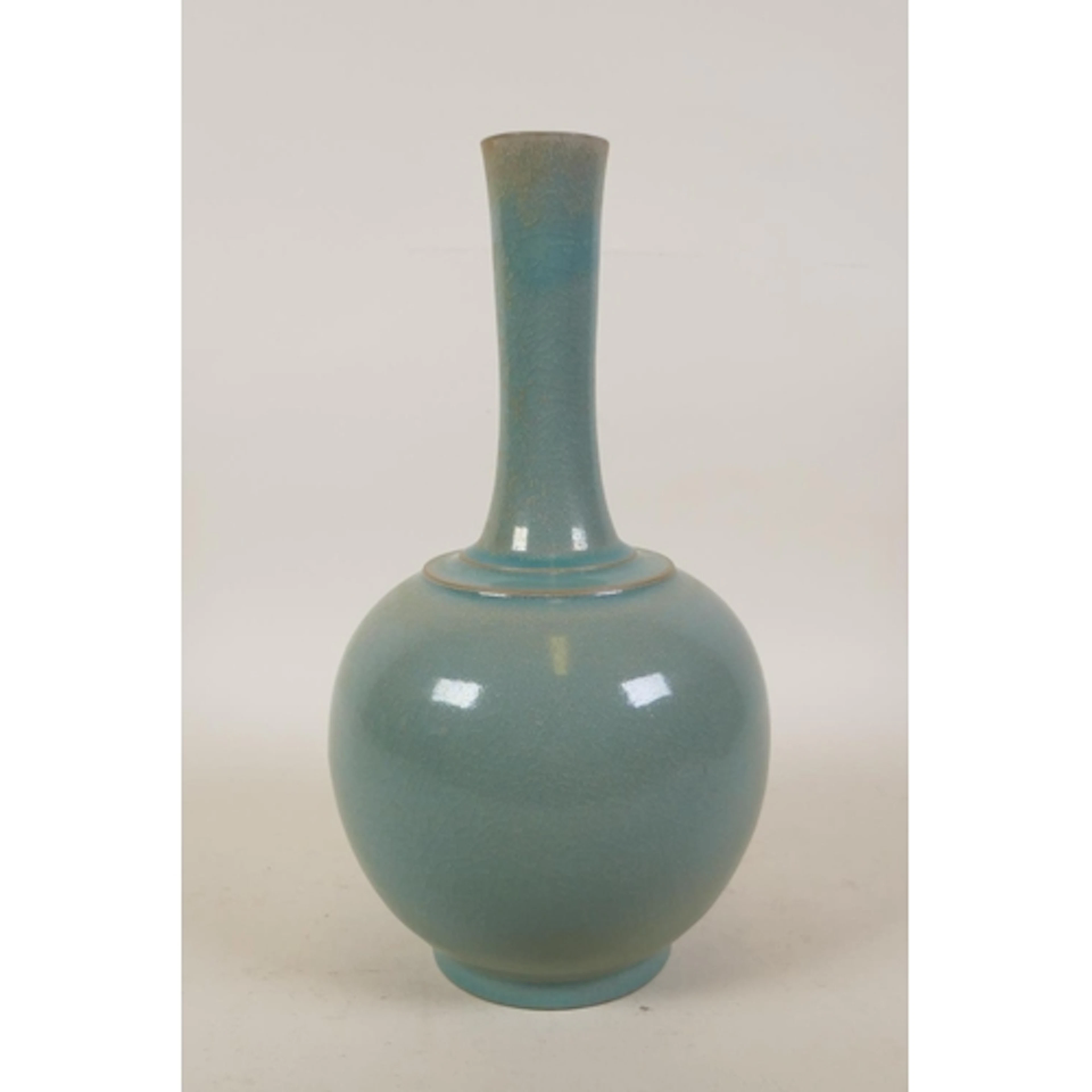 A Chinese ru ware style porcelain bottle vase, 27cm high