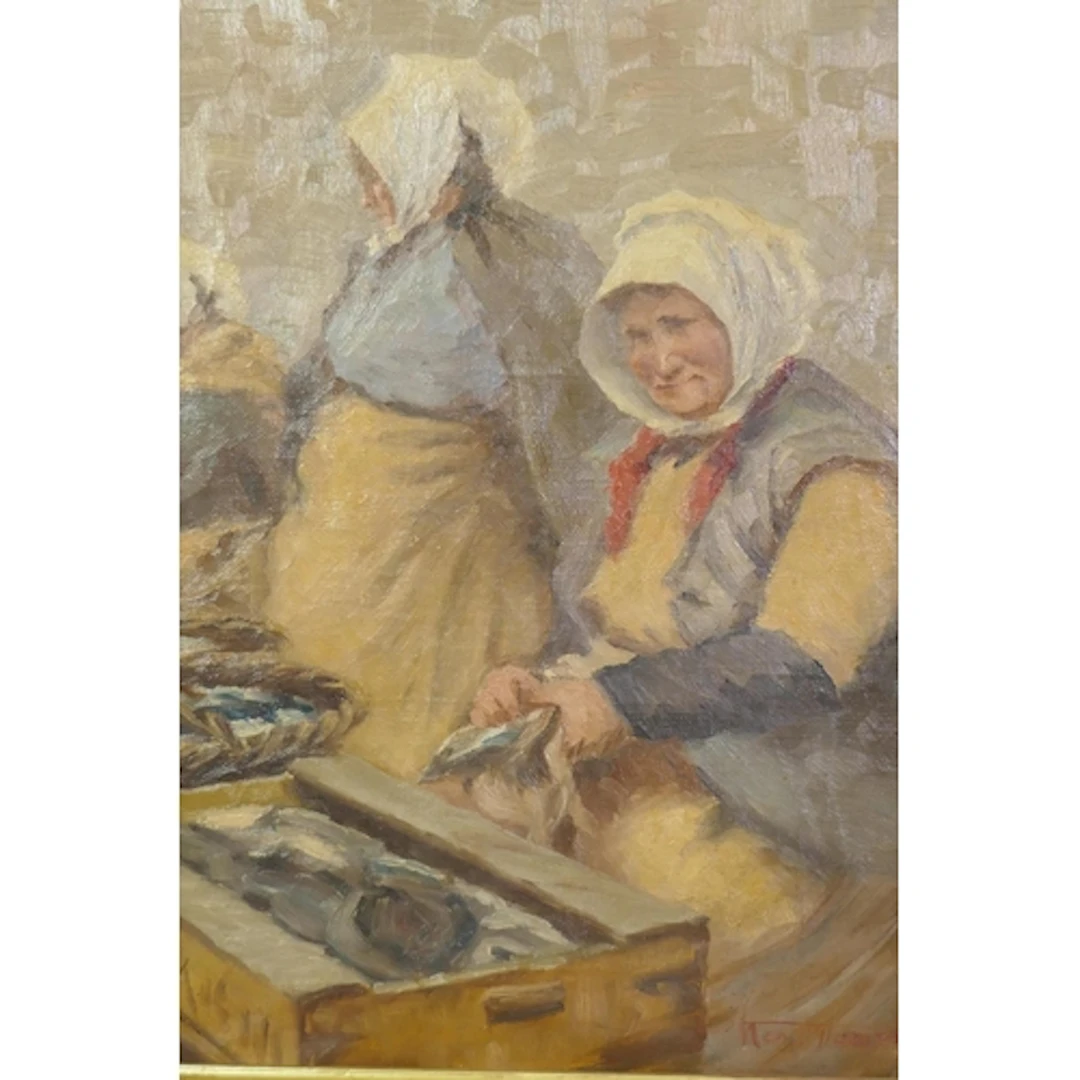 Henri Joseph Thomas, (Belgian, 1878-1972), fisher women, sig...