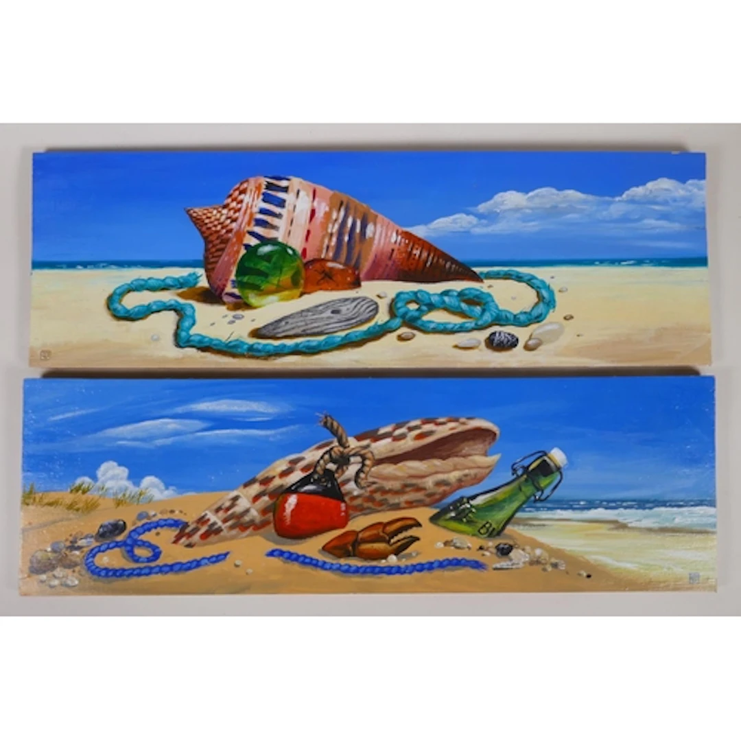 David Juniper, (British, b.1945), sea shells, a pair of oils...