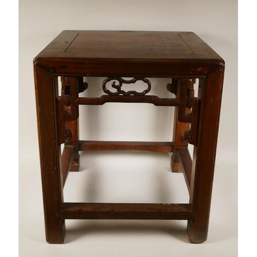 A Chinese elm topped occasional table, 43 x 43cm, 50cm high