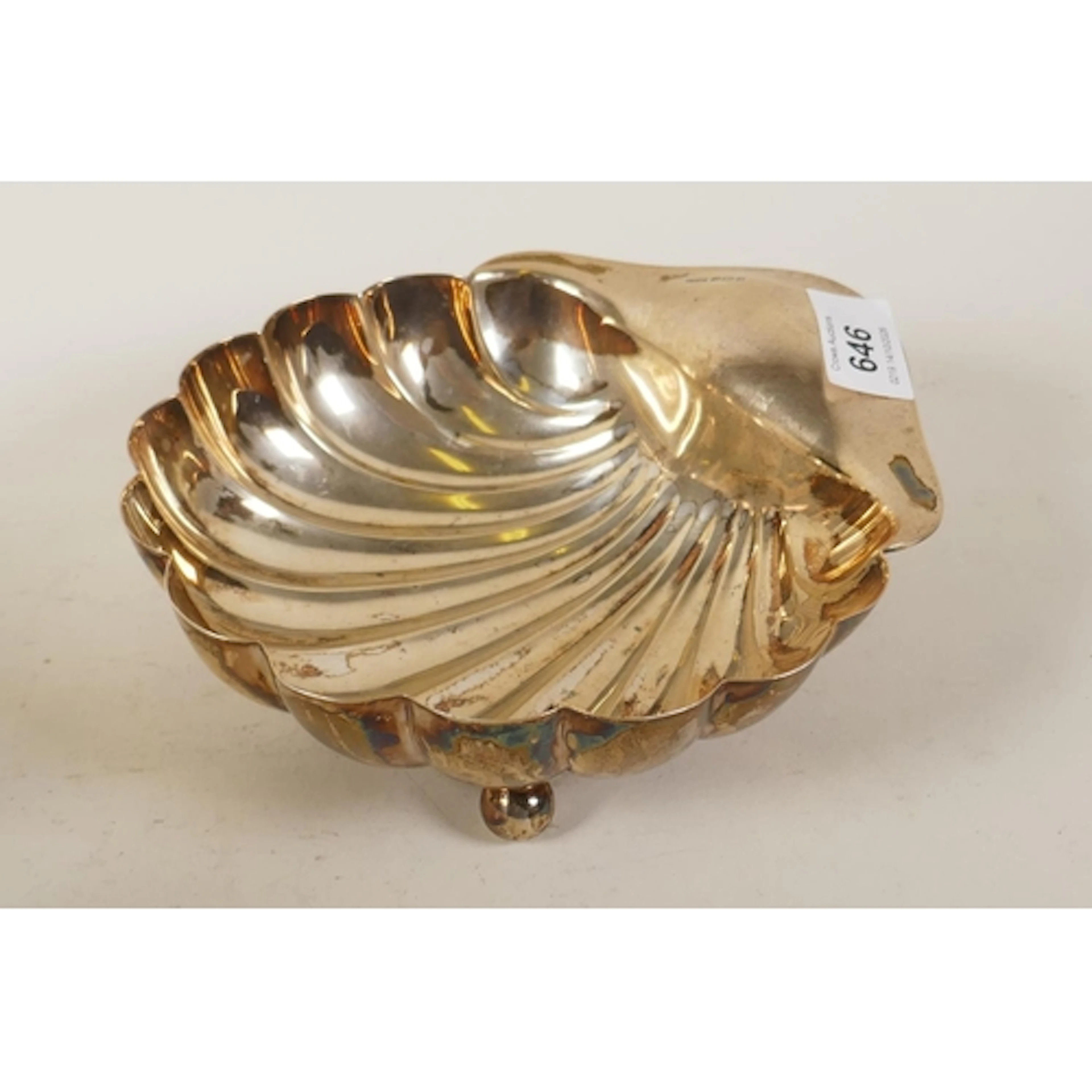 Hallmarked silver clam shaped bowl, Sheffield 1906, Ollivant...