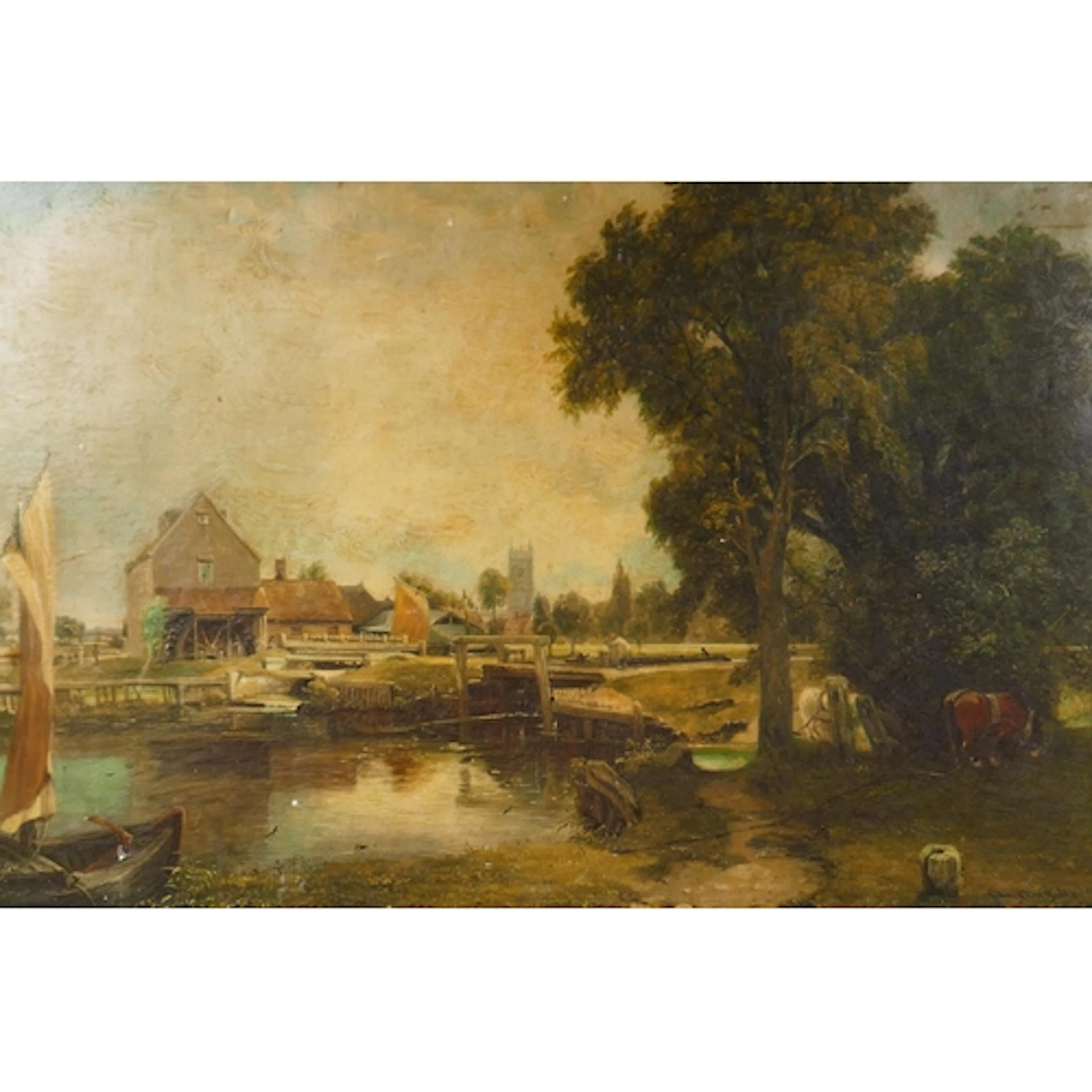 After John Constable, (British, 1776-1837), Dedham lock and ...