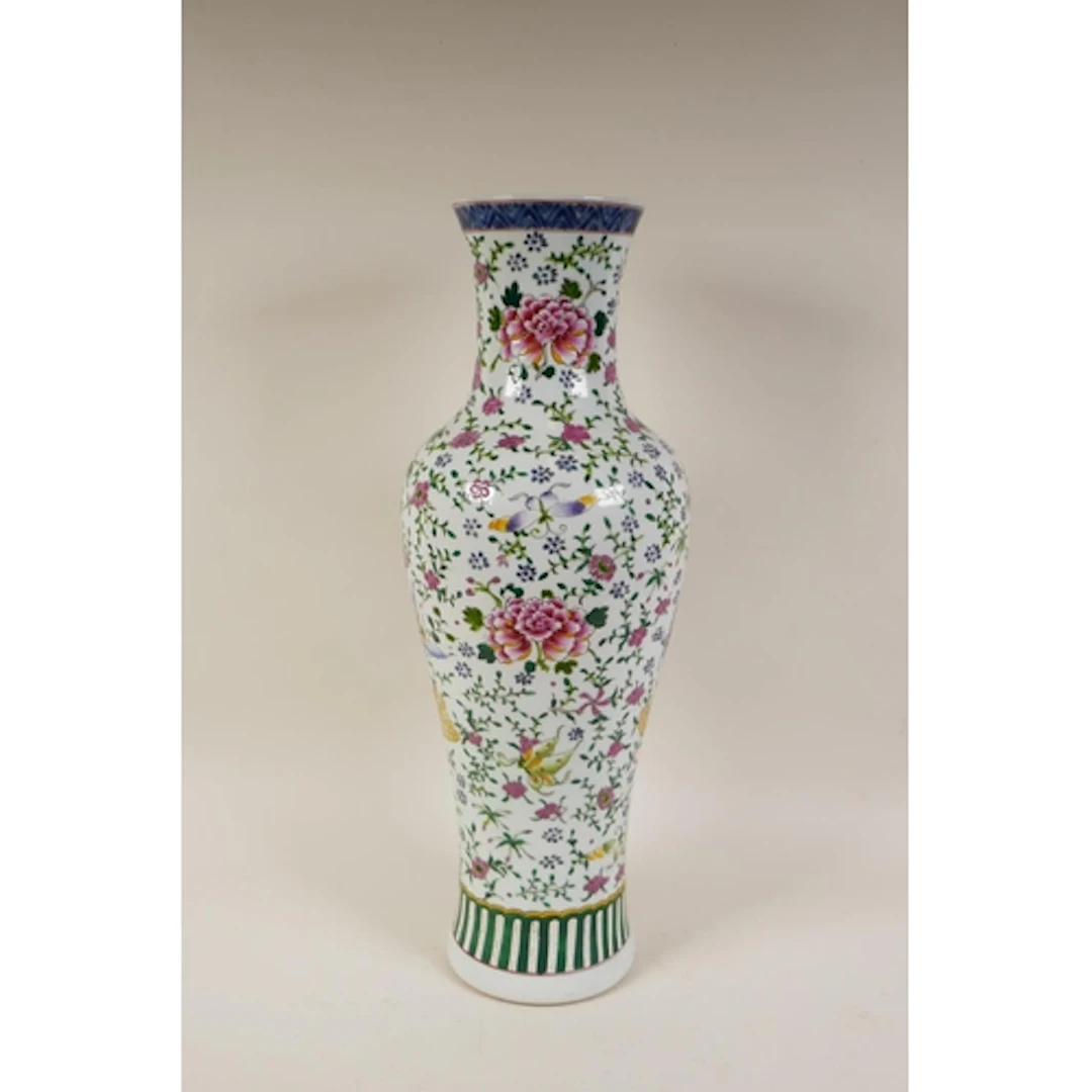 A Chinese KangXi style famille verte porcelain vase with ena...