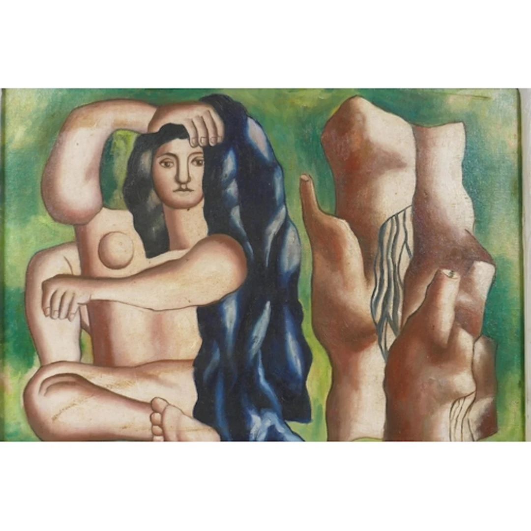 After Fernand Leger, The Bather, oil on canvas laid on board...