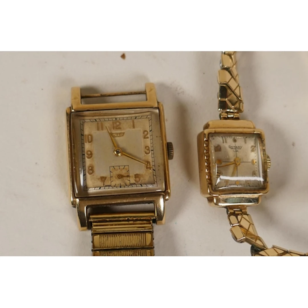 9ct gold gentleman's vintage Rotary wristwatch, dial 22 x 22...