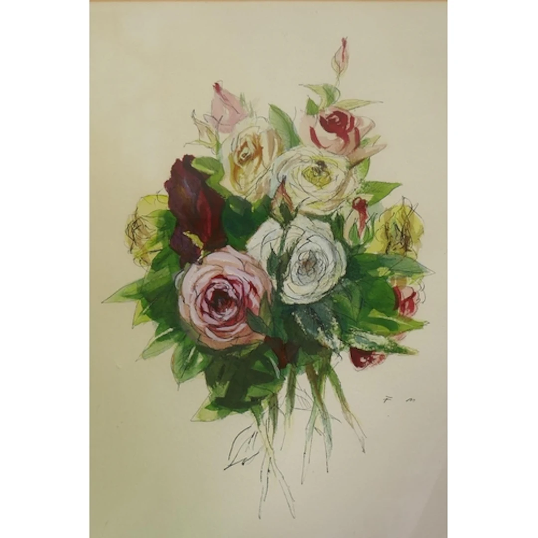 Francis Marshall, (British, 1901-1980), spray of roses, sign...