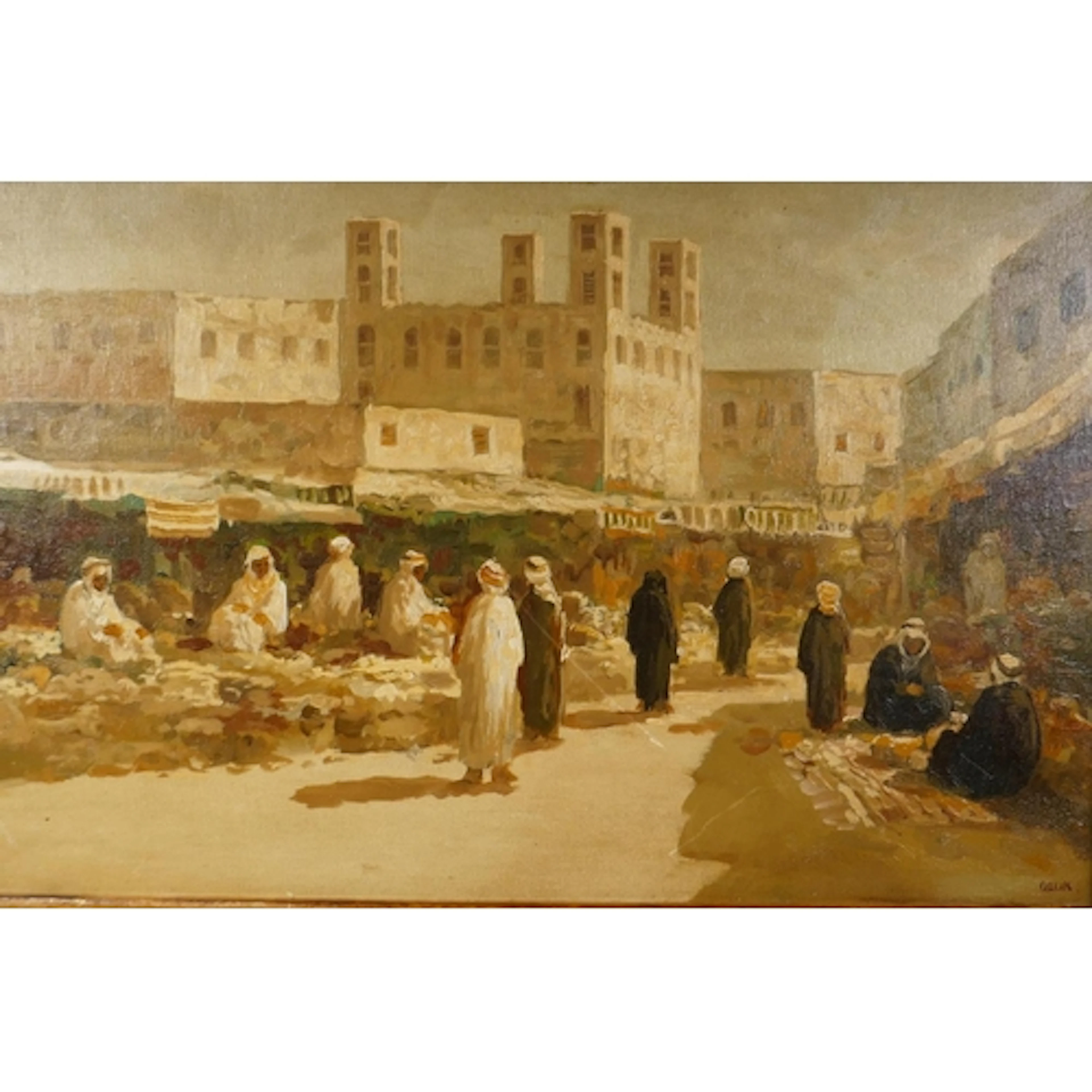North African market scene, signed indistinctly Orlick?, oil...
