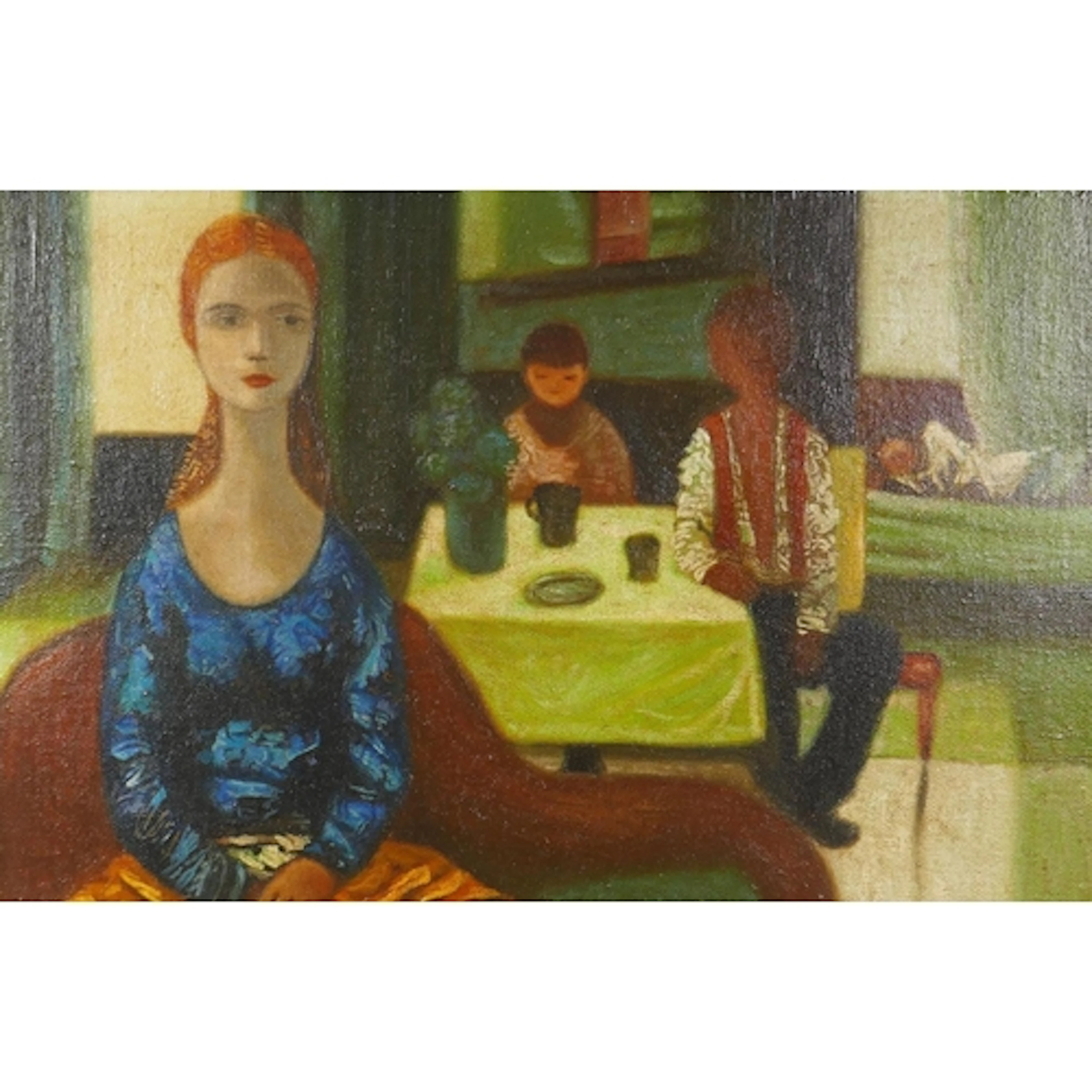 Northern Irish School, figure seated in an interior, oil on ...