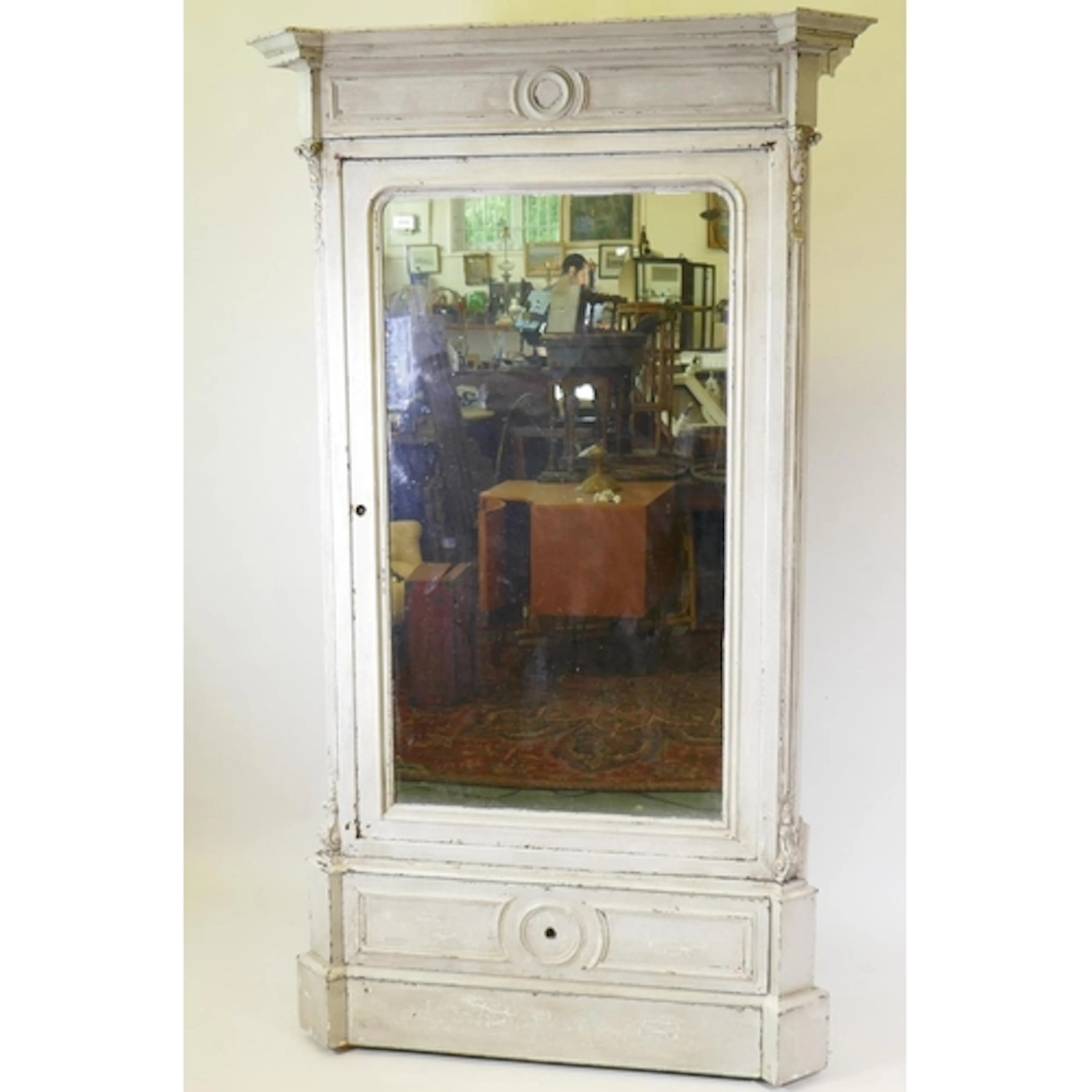 A C19th French painted armoire in three sections, with singl...
