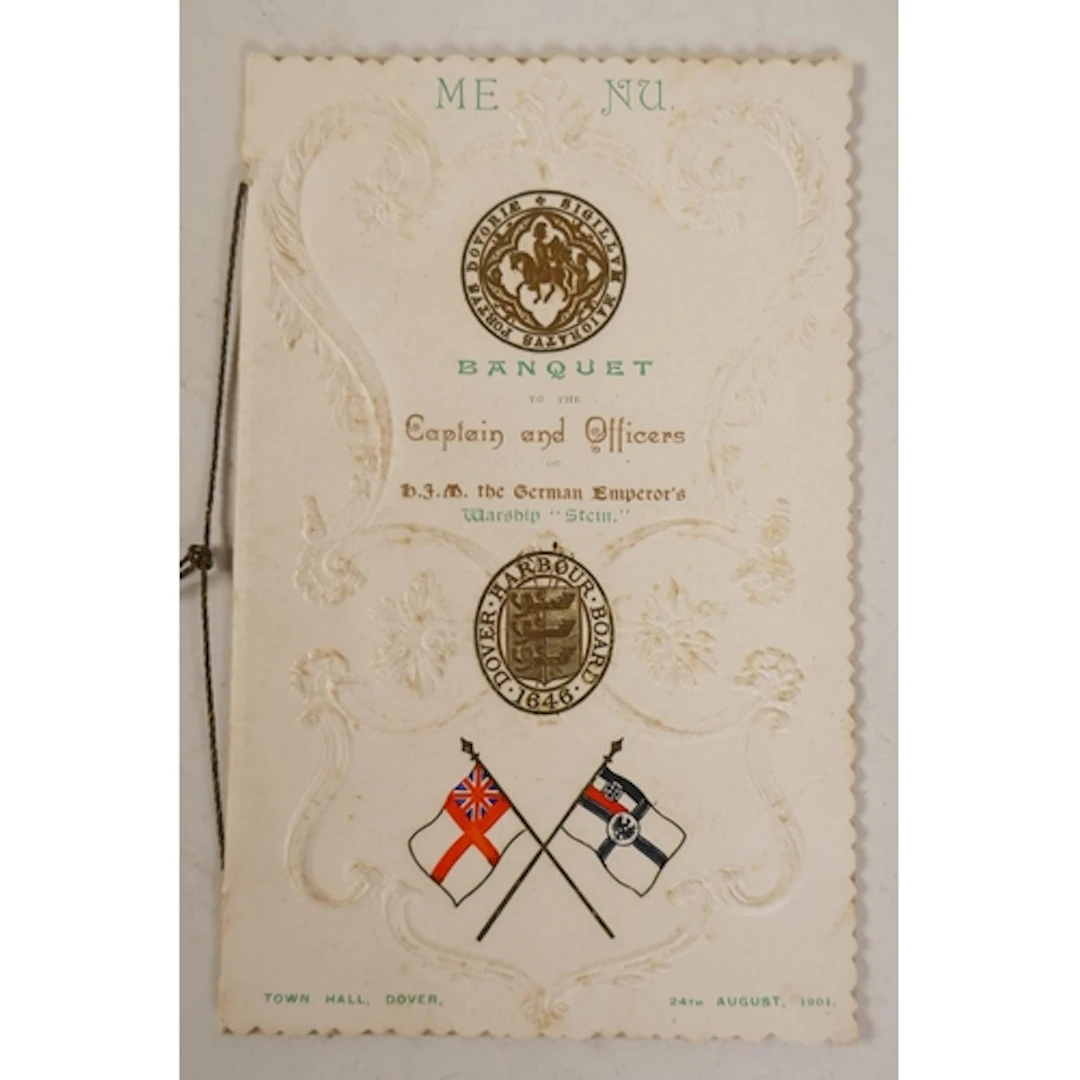A menu card for a Banquet of the Captain & Officers of t...