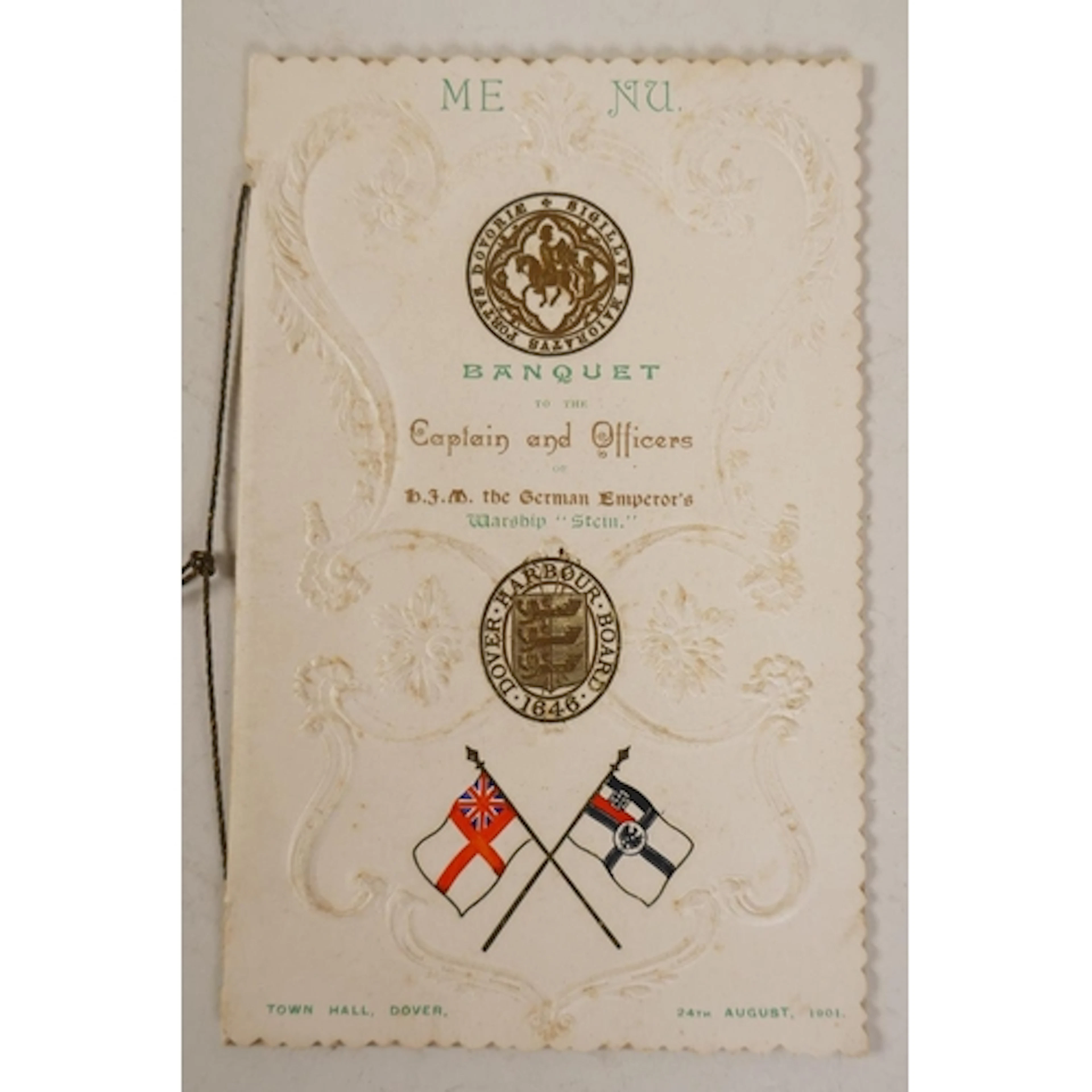 A menu card for a Banquet of the Captain & Officers of t...