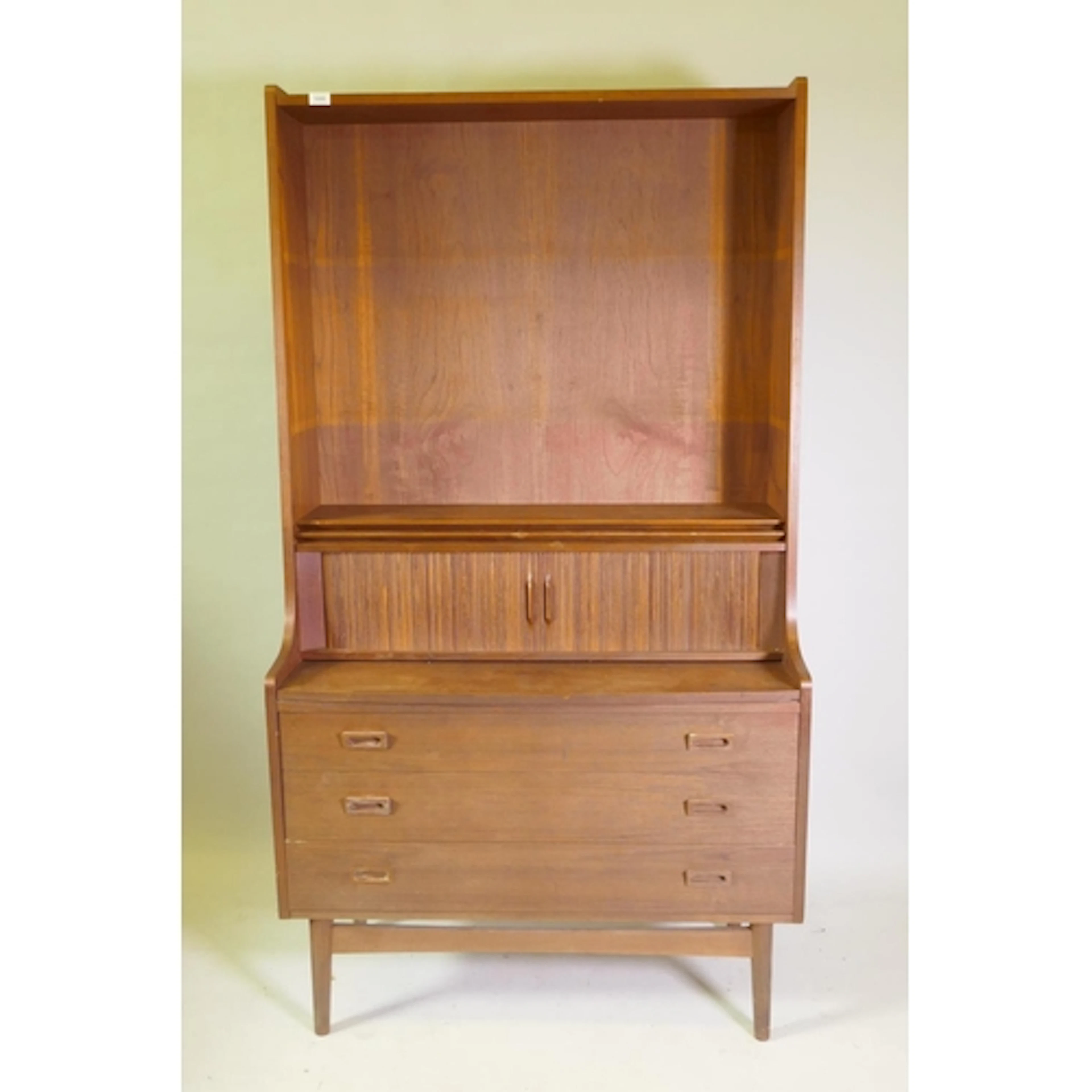 A mid century Danish teak secretaire bookcase by Johannes So...