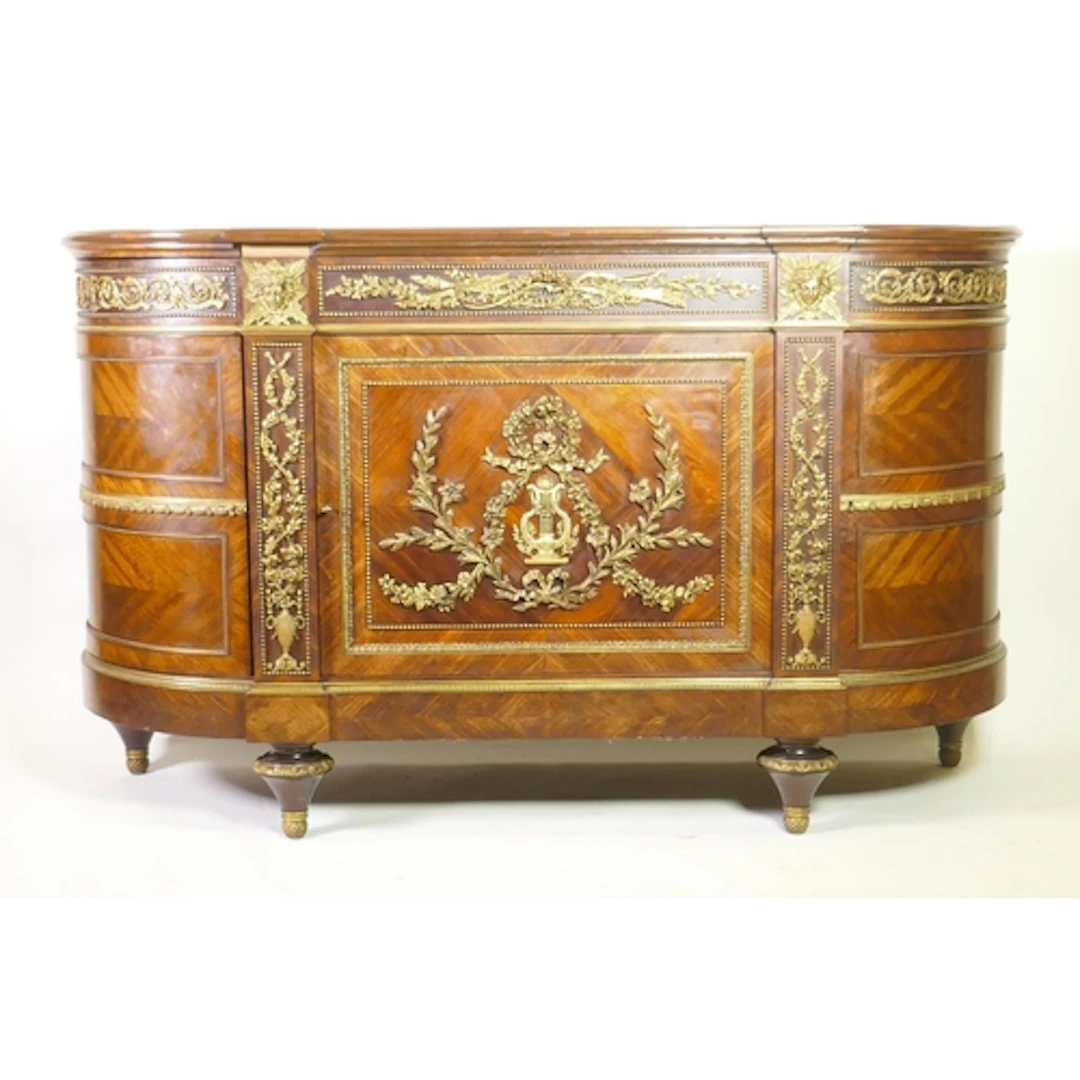 In the manner of Paul Sormani, a parquetry inlaid rosewood '...